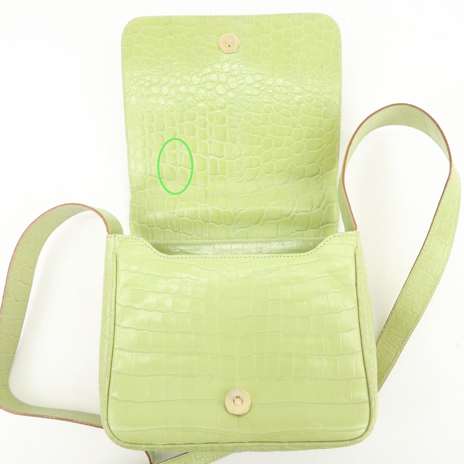 Ferragamo Gancini Embossed Leather Shoulder Bag Light Green