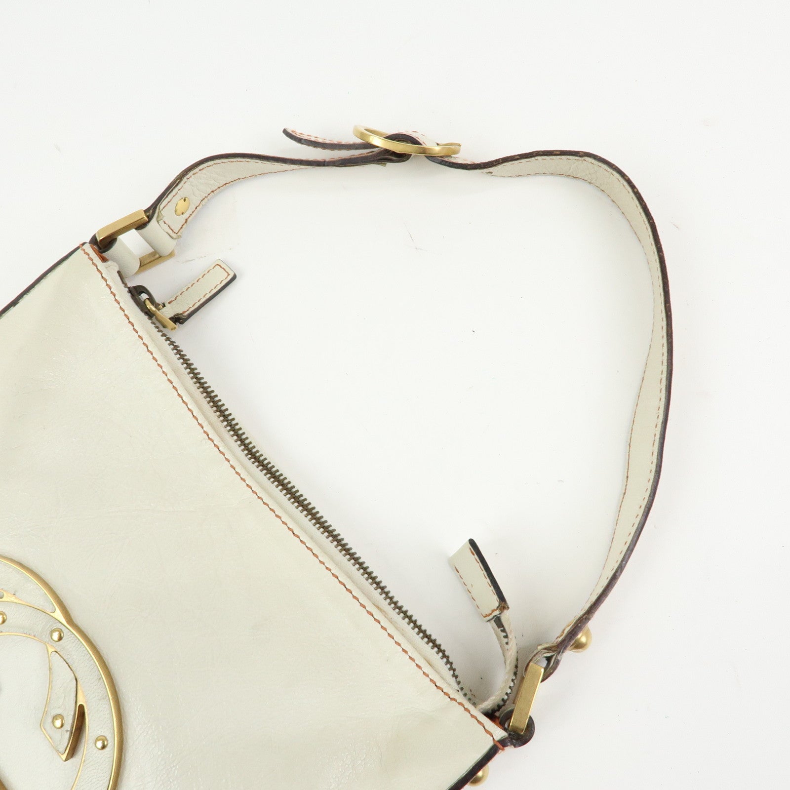 GUCCI Interlocking G Leather Hand Bag Shoulder Bag Ivory 121552