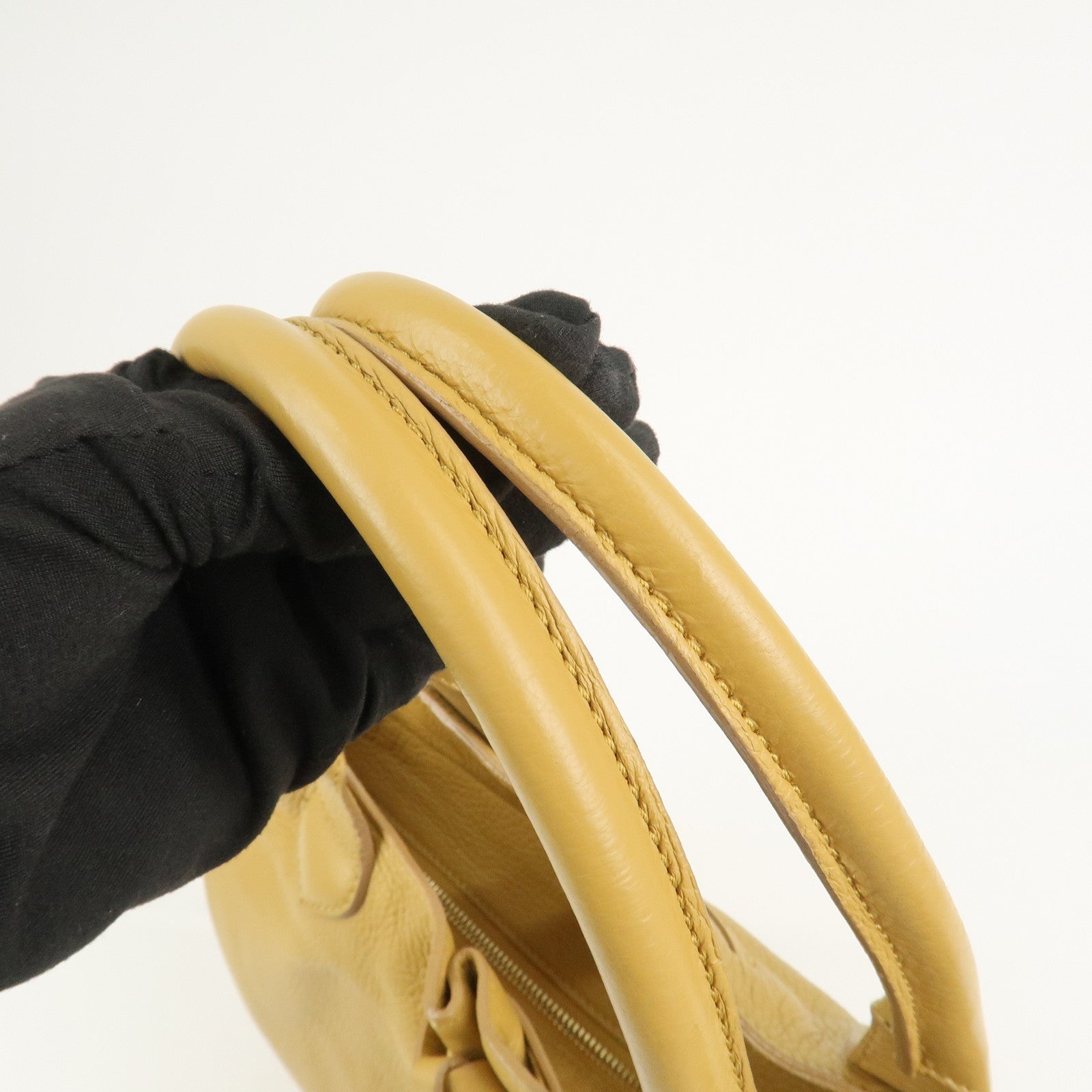 BURBERRY Logo Leather 2Way Bag Shoulder Hand Bag Mustard