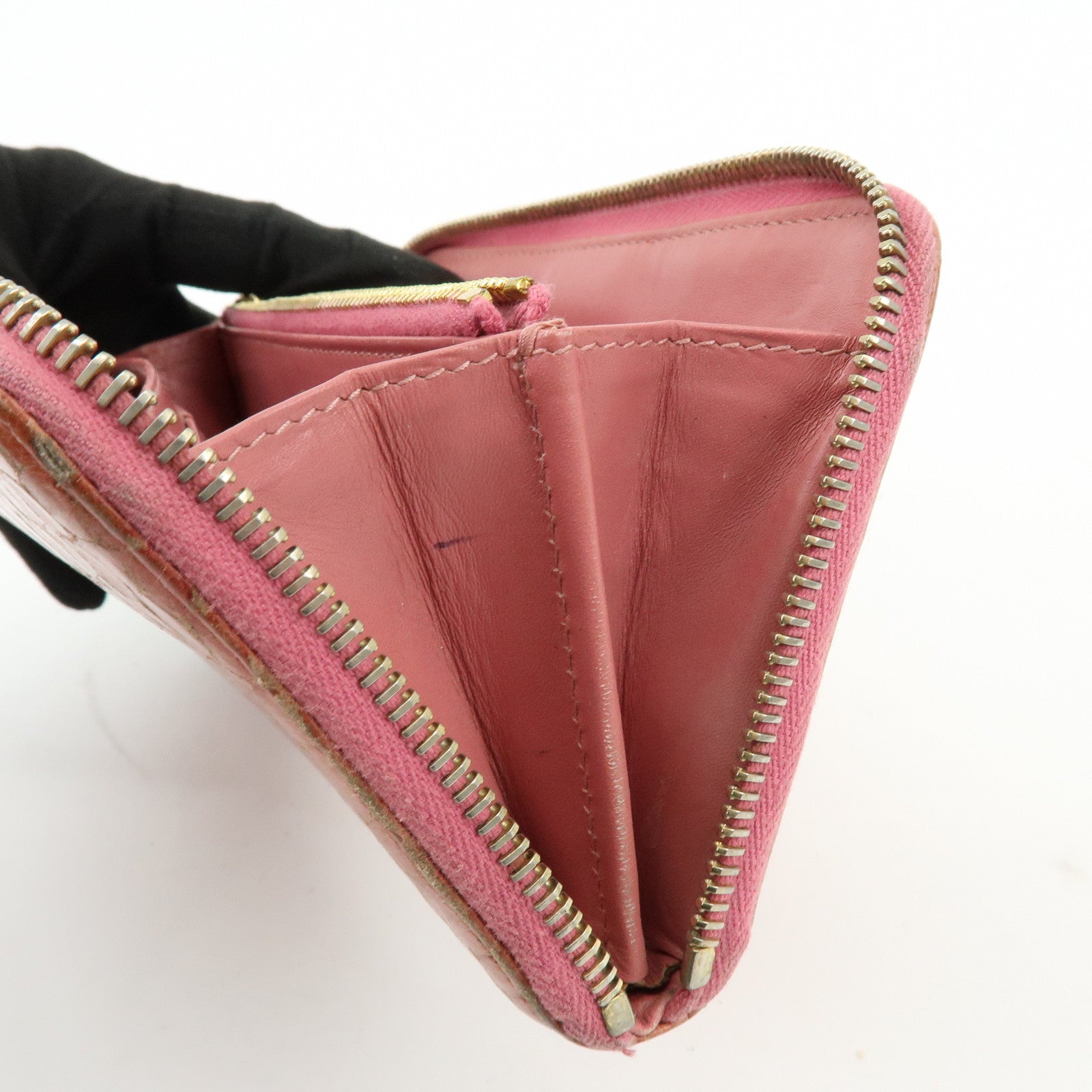 MIU MIU Set of 3 Leather Wallet Key Case Pink Black Light Brown