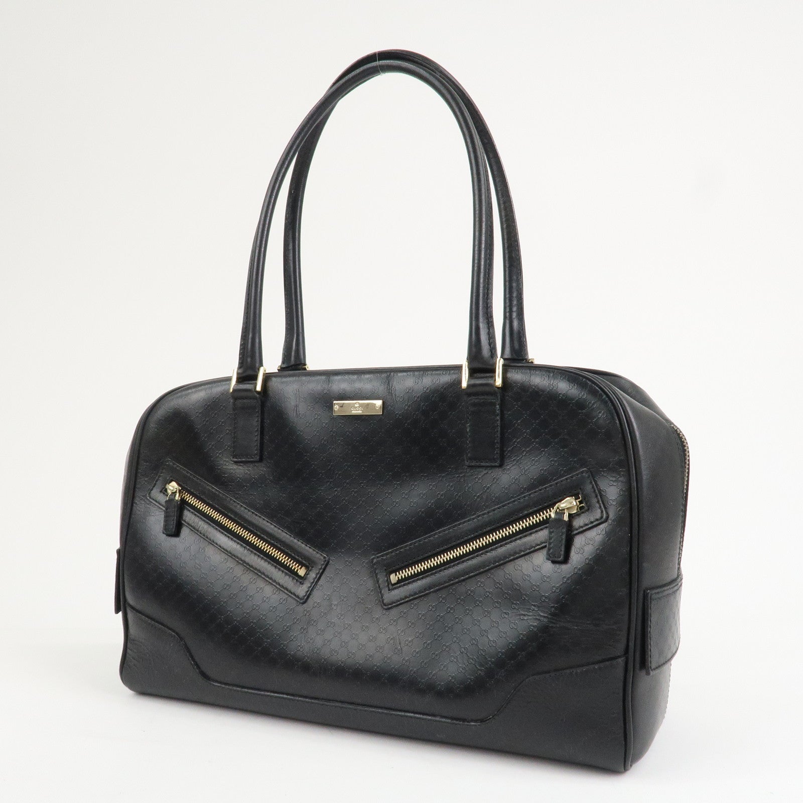 GUCCI Micro Guccissima Leather Hand Bag Black 022.1115