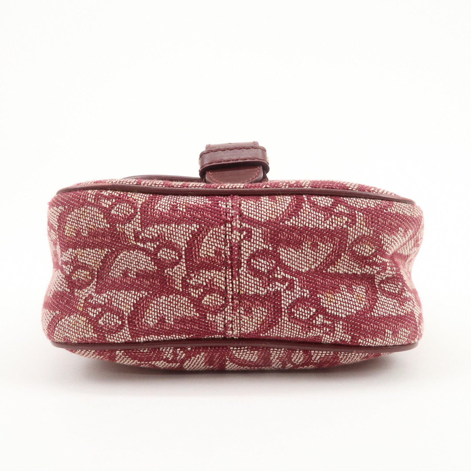 Christian Dior Trotter Jacquard Leather Shoulder Bag Burgundy