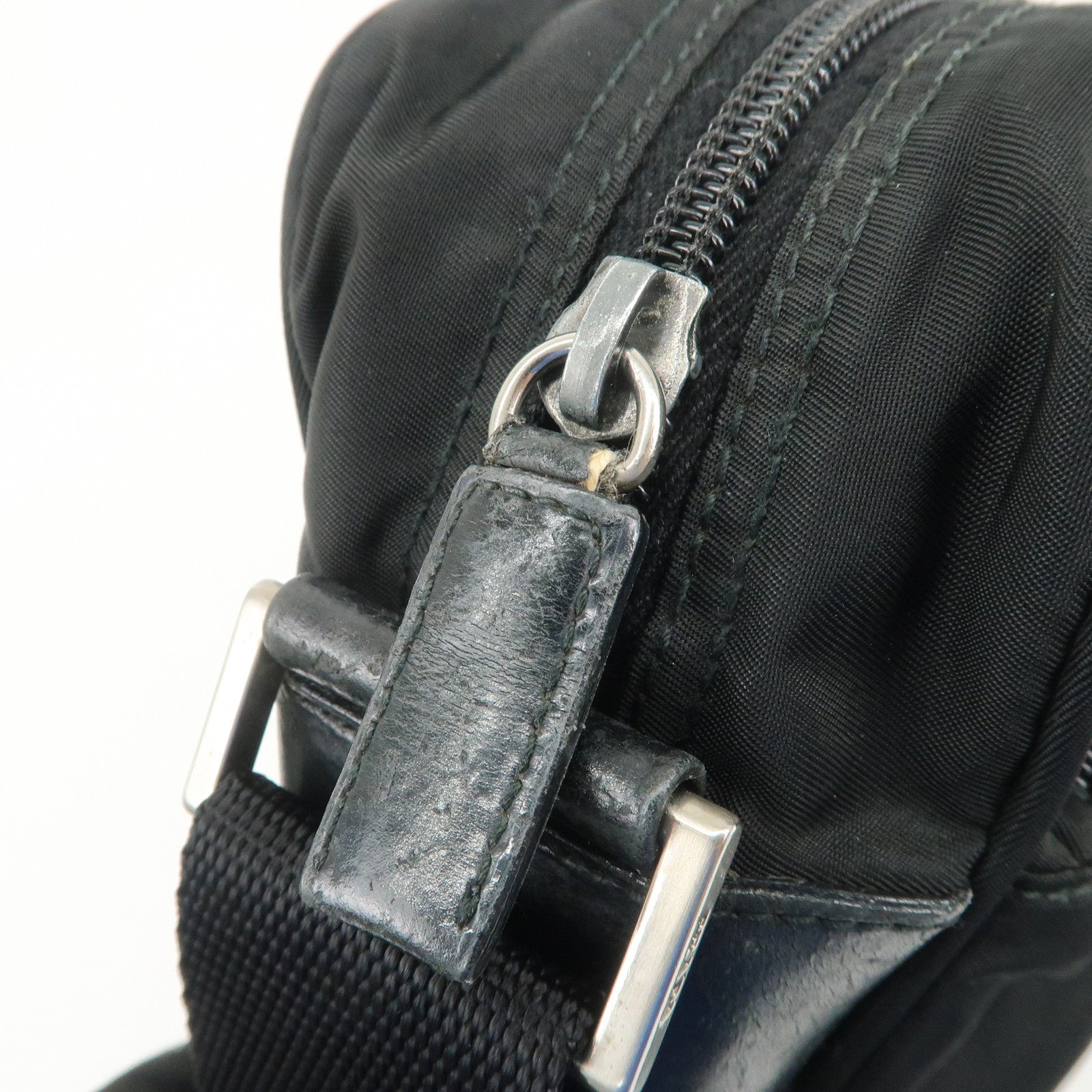 PRADA Triangle Logo Nylon Shoulder Bag Crossbody Bag Black BT0166