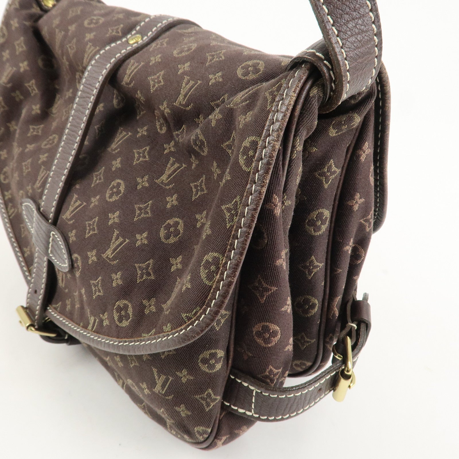 Louis Vuitton Monogram Mini Lin Saumur 30 Ebene Brown M95227 Used