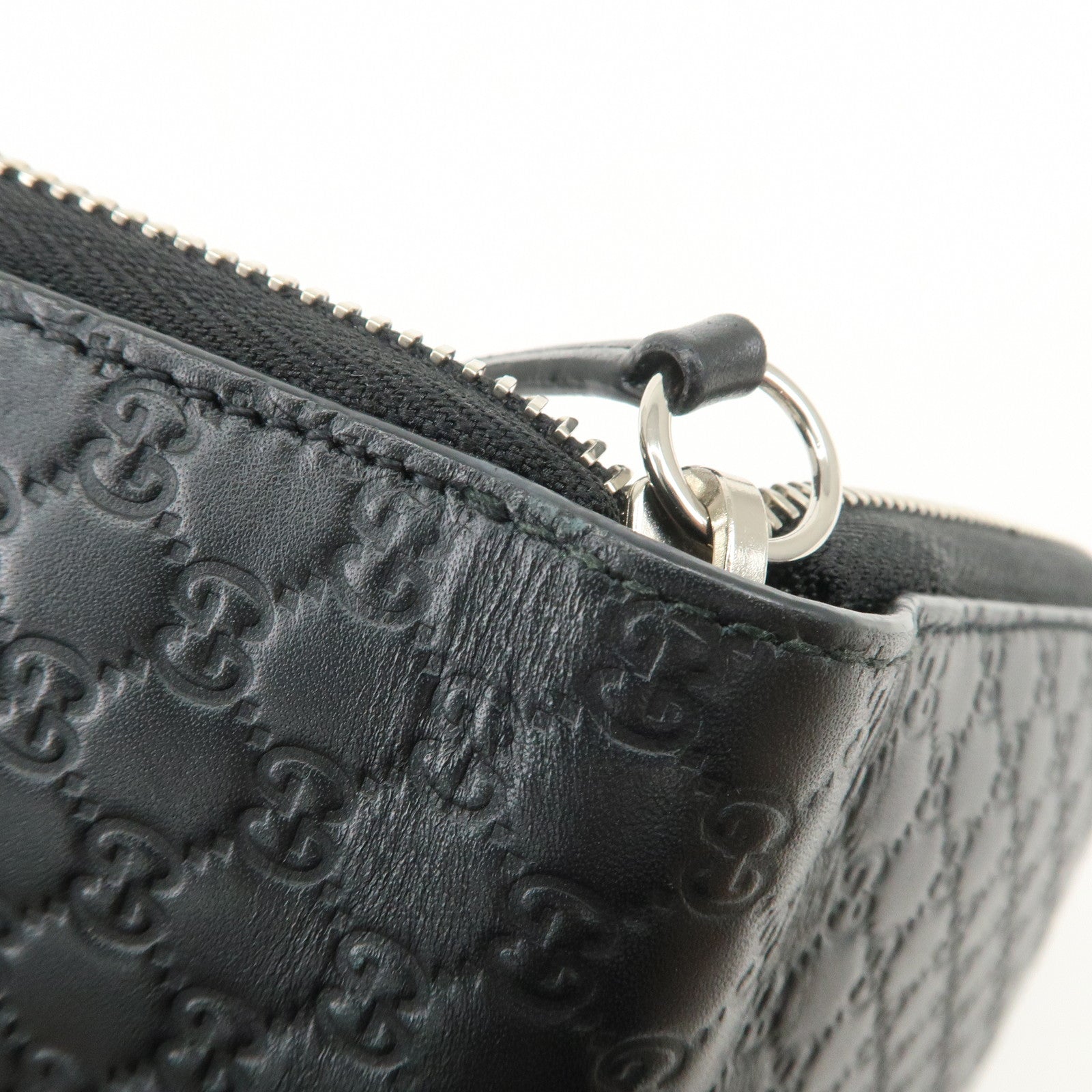 GUCCI Logo Micro Guccissima Zippy Leather Long Wallet Black 391465