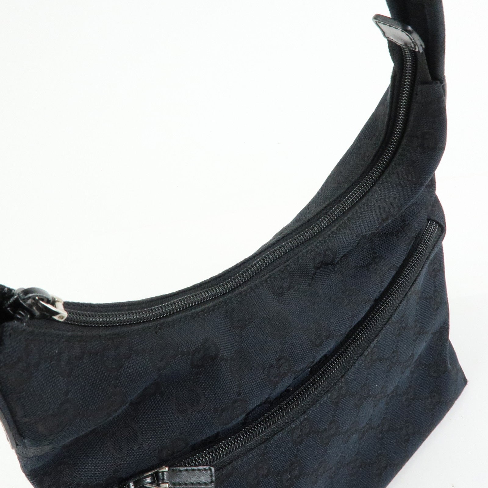 GUCCI GG Canvas Leather Hand Bag Shoulder Bag Black 001・3386