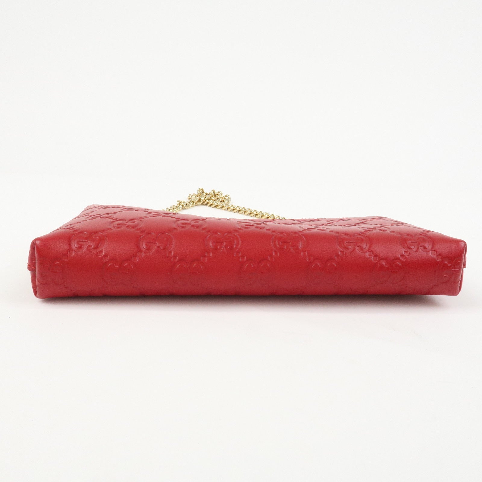 GUCCI Guccissima Leather Chain Shoulder Bag Pouch Red 428449