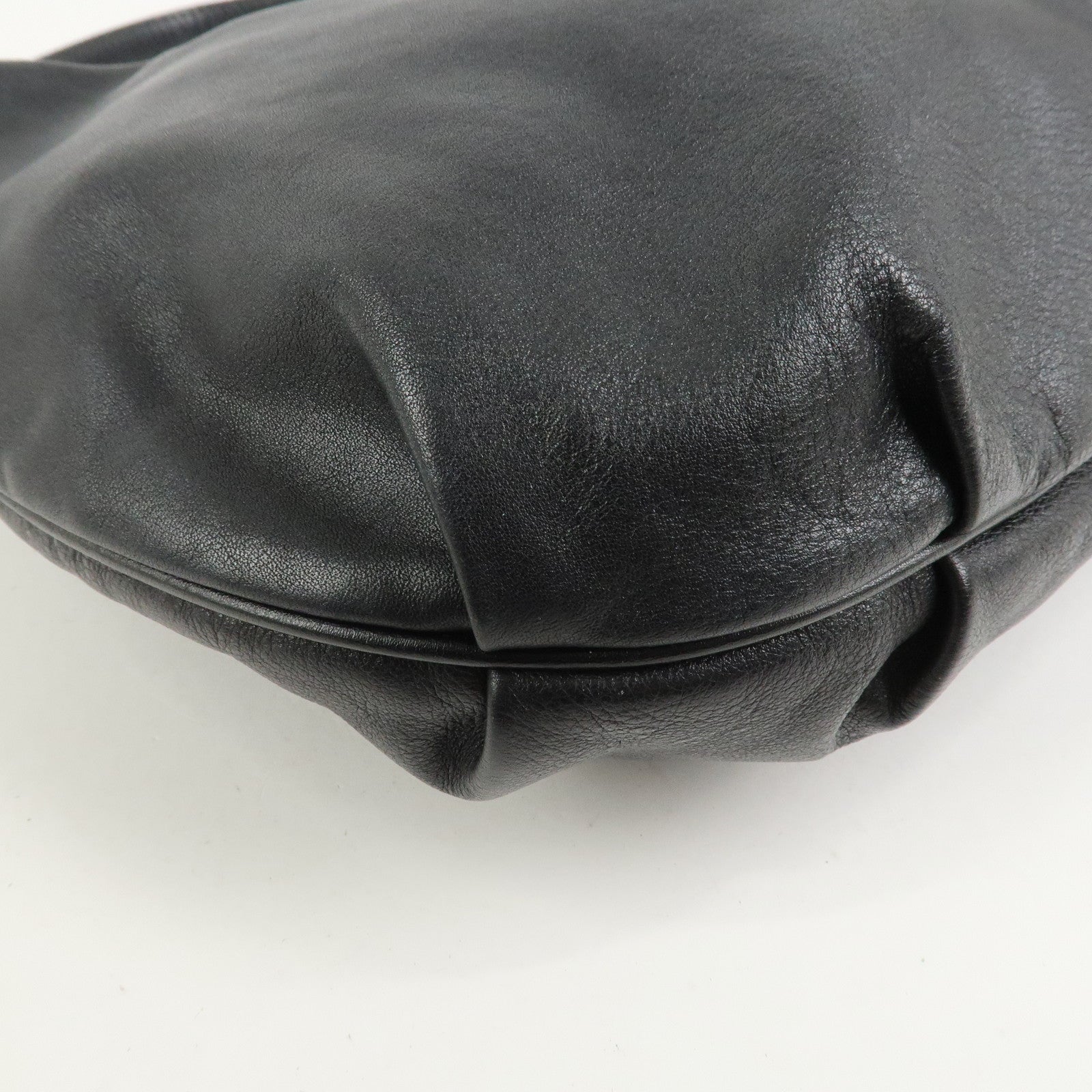 FENDI Leather Shoulder Bag Hand Bag Black 8BR340