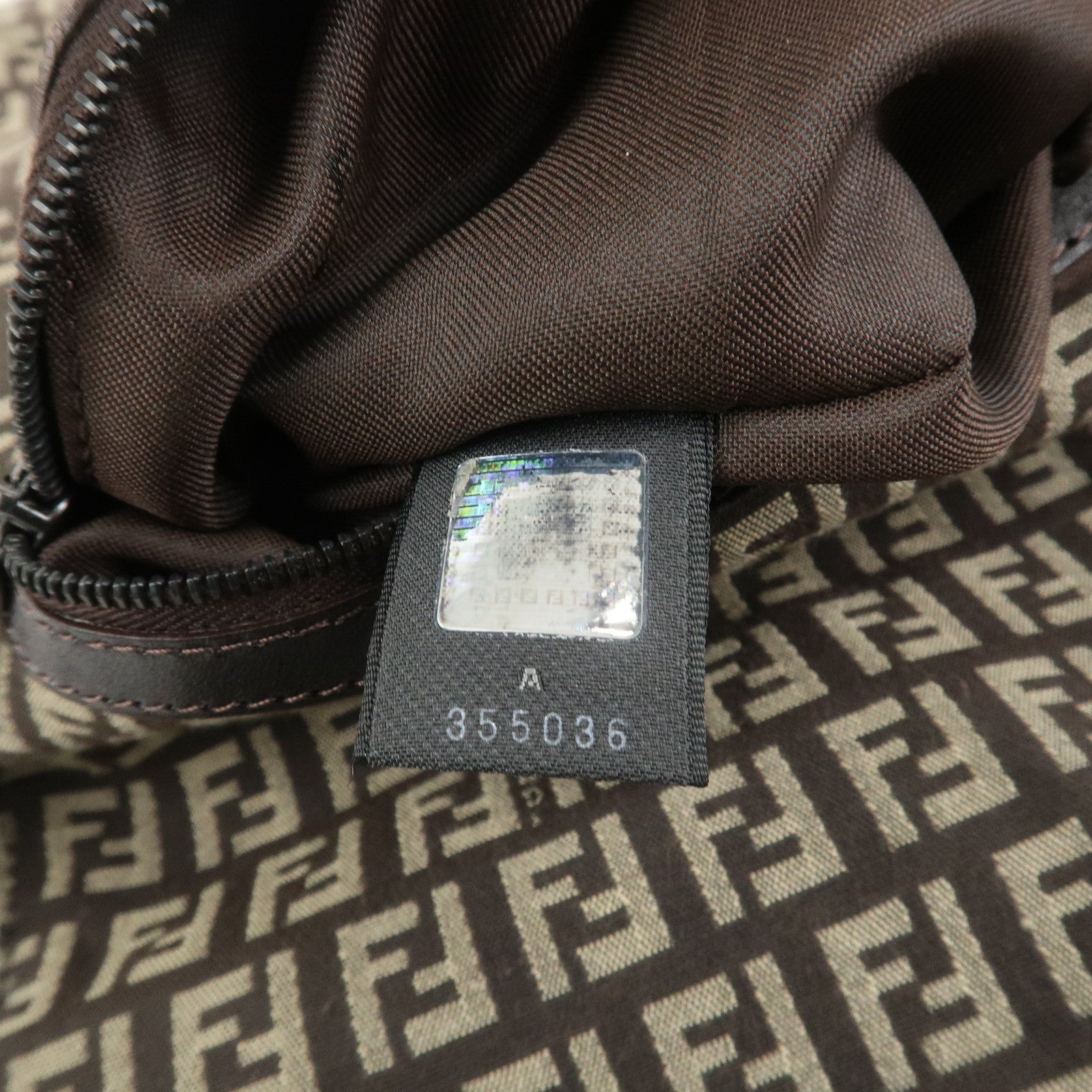 FENDI Mamma Baguette Zucchino Shoulder Bag Brown Beige 8BR001
