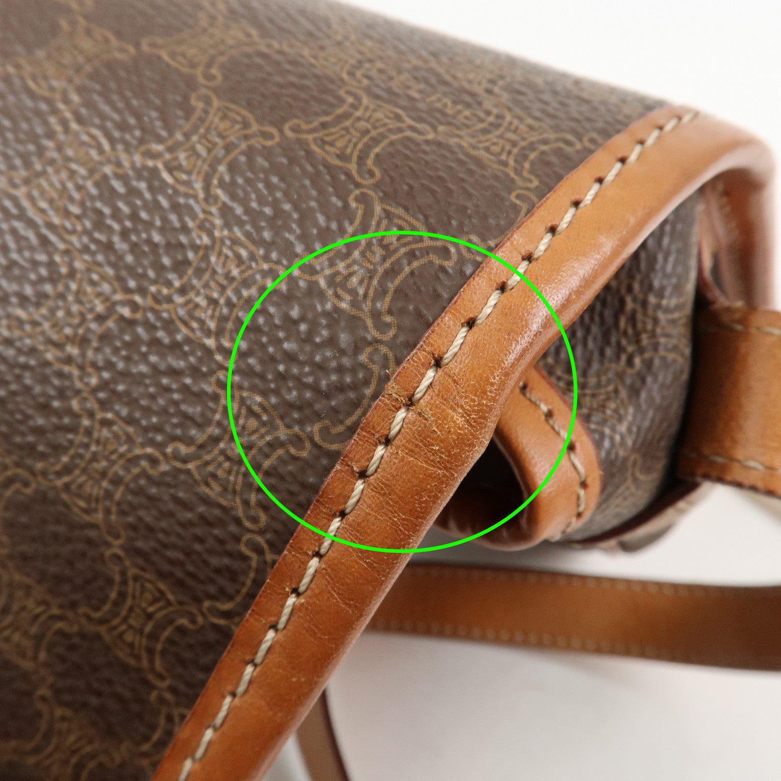 CELINE Macadam PVC Leather Shoulder Bag Brown