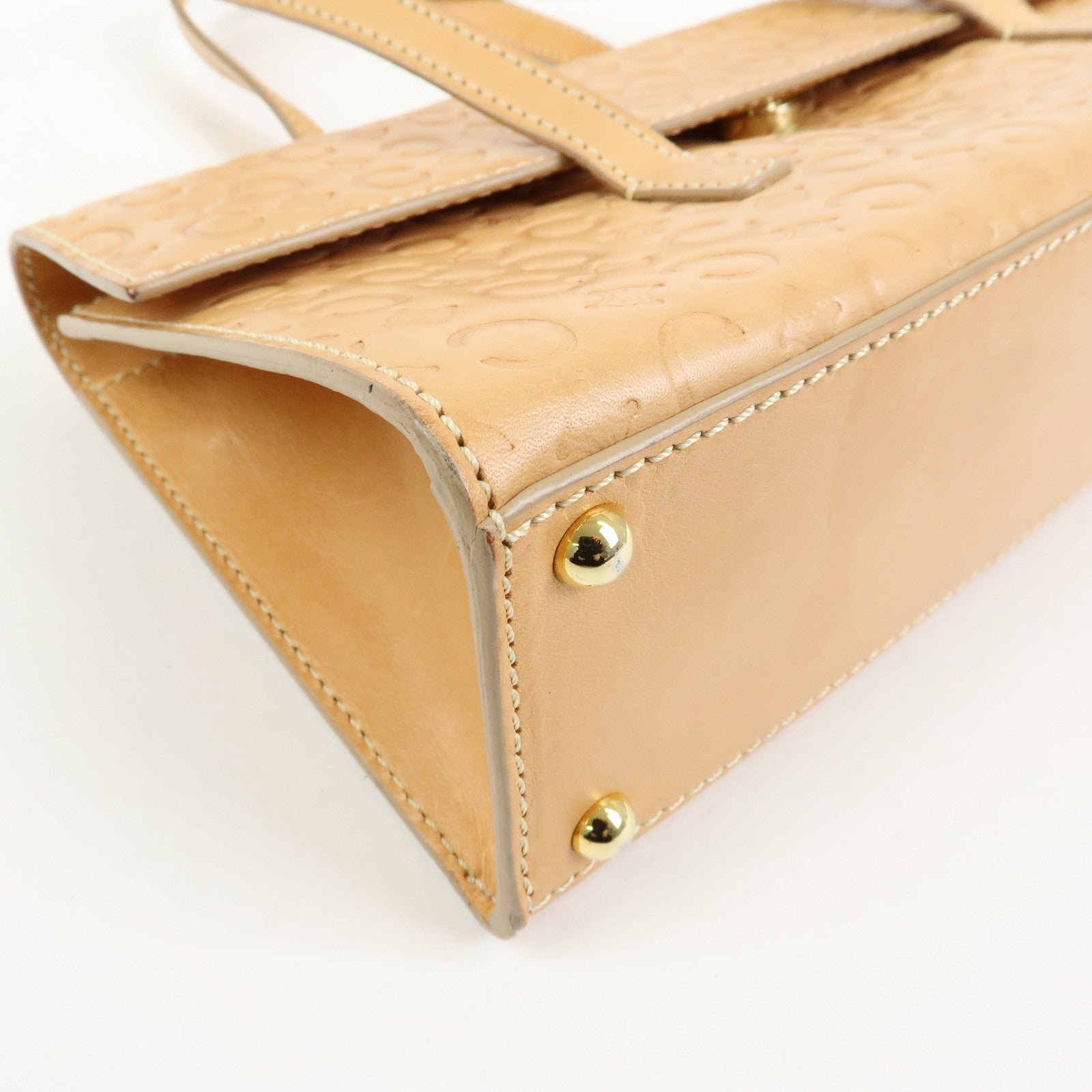 CELINE C Macadam Leather Shoulder Bag Hand Bag Light Brown