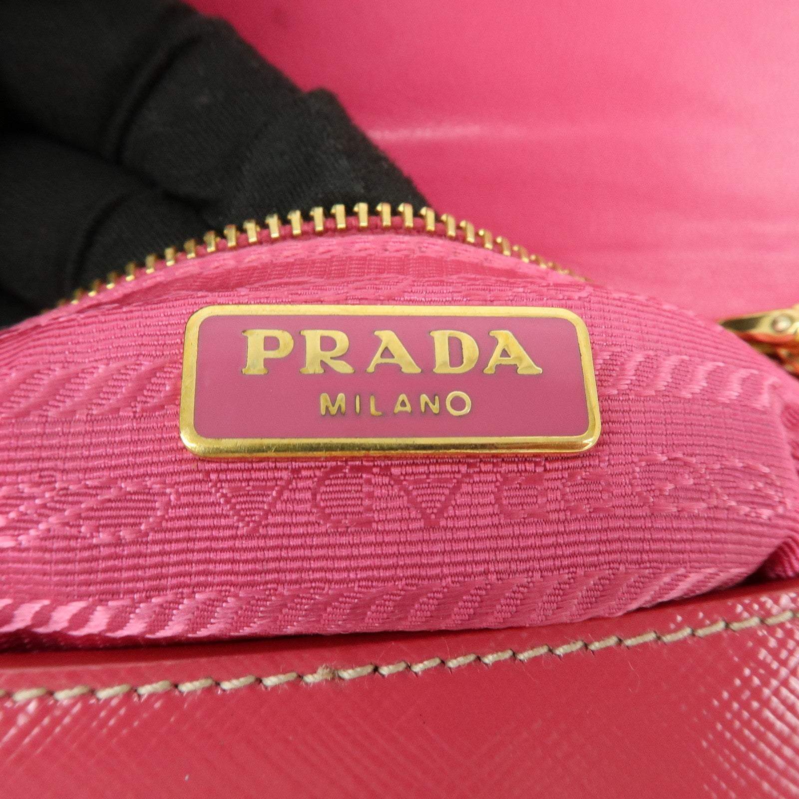 PRADA Patent Leather 2Way Shoulder Chain Bag Hand Bag Pink