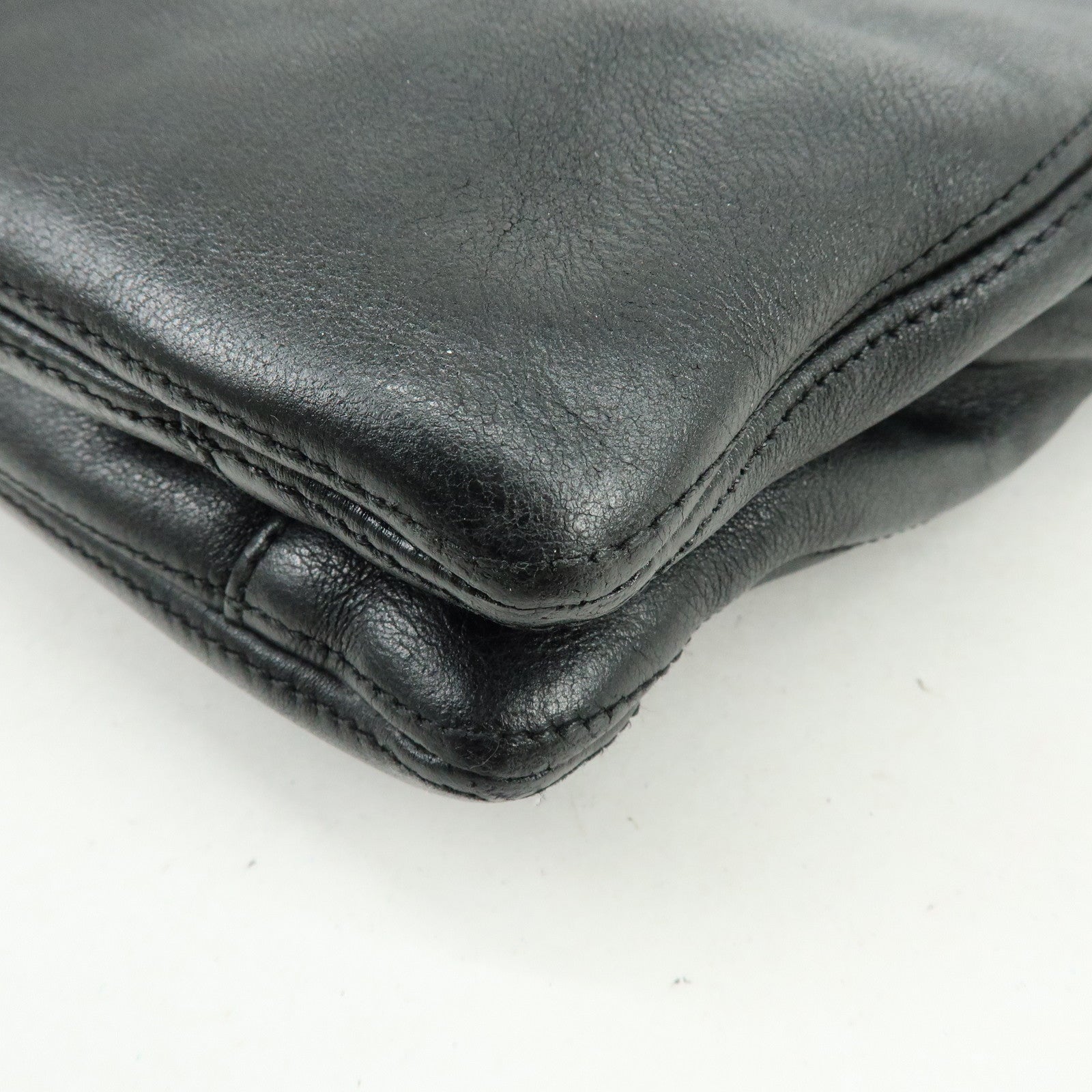 CHANEL Calf Leather Tote Bag Shoulder Bag Hand Bag Black