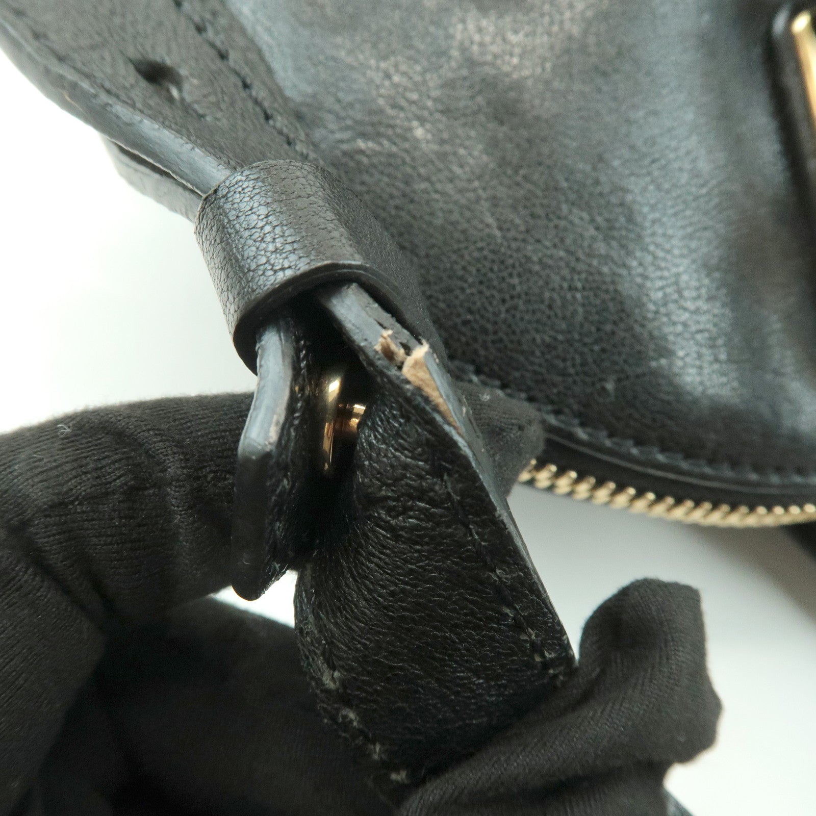 Chloe Angie Leather 2Way Tote Bag Hand Bag Shoulder Bag Black Used