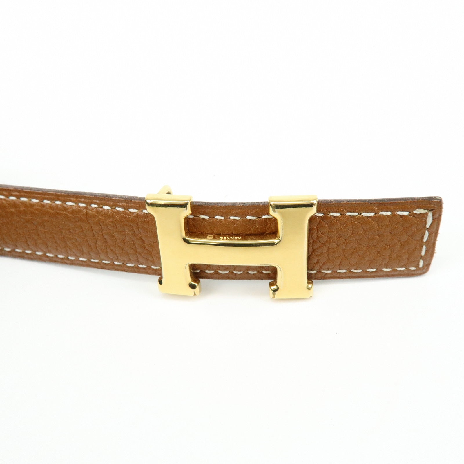 HERMES H Buckle □F Stamped Reversible Constance Belt 80 Black