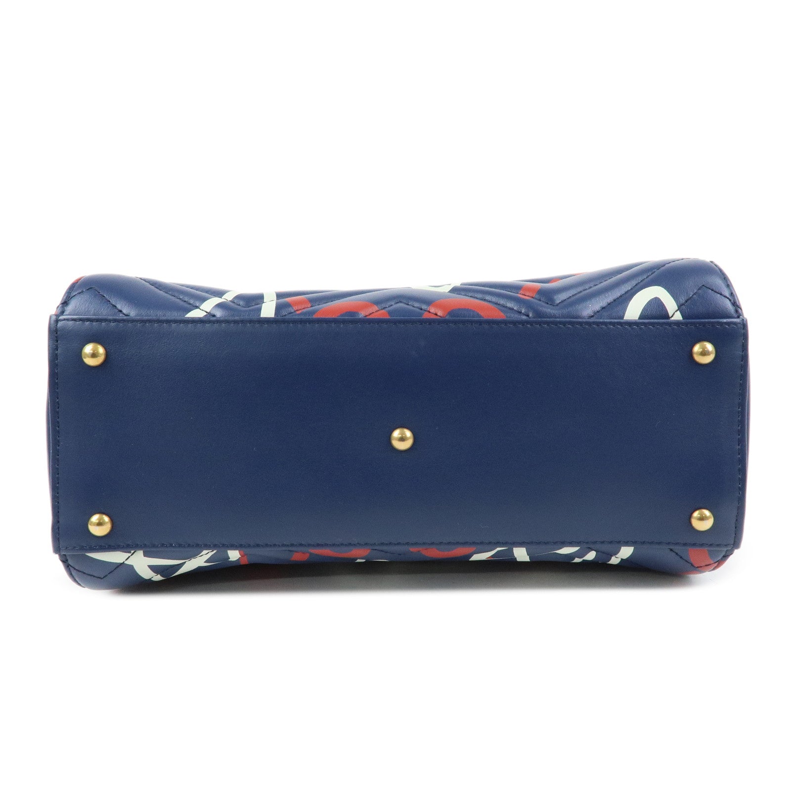 GUCCI GG Marmont Ghost Leather 2Way Hand Bag Navy Red White 448054