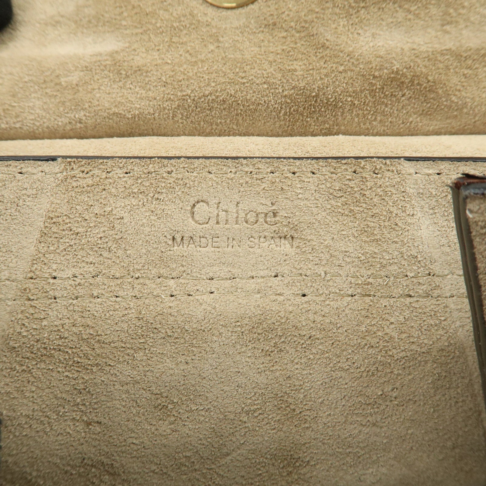 Chloe Logo Embossed Leather Shoulder Bag Hand Bag Brown