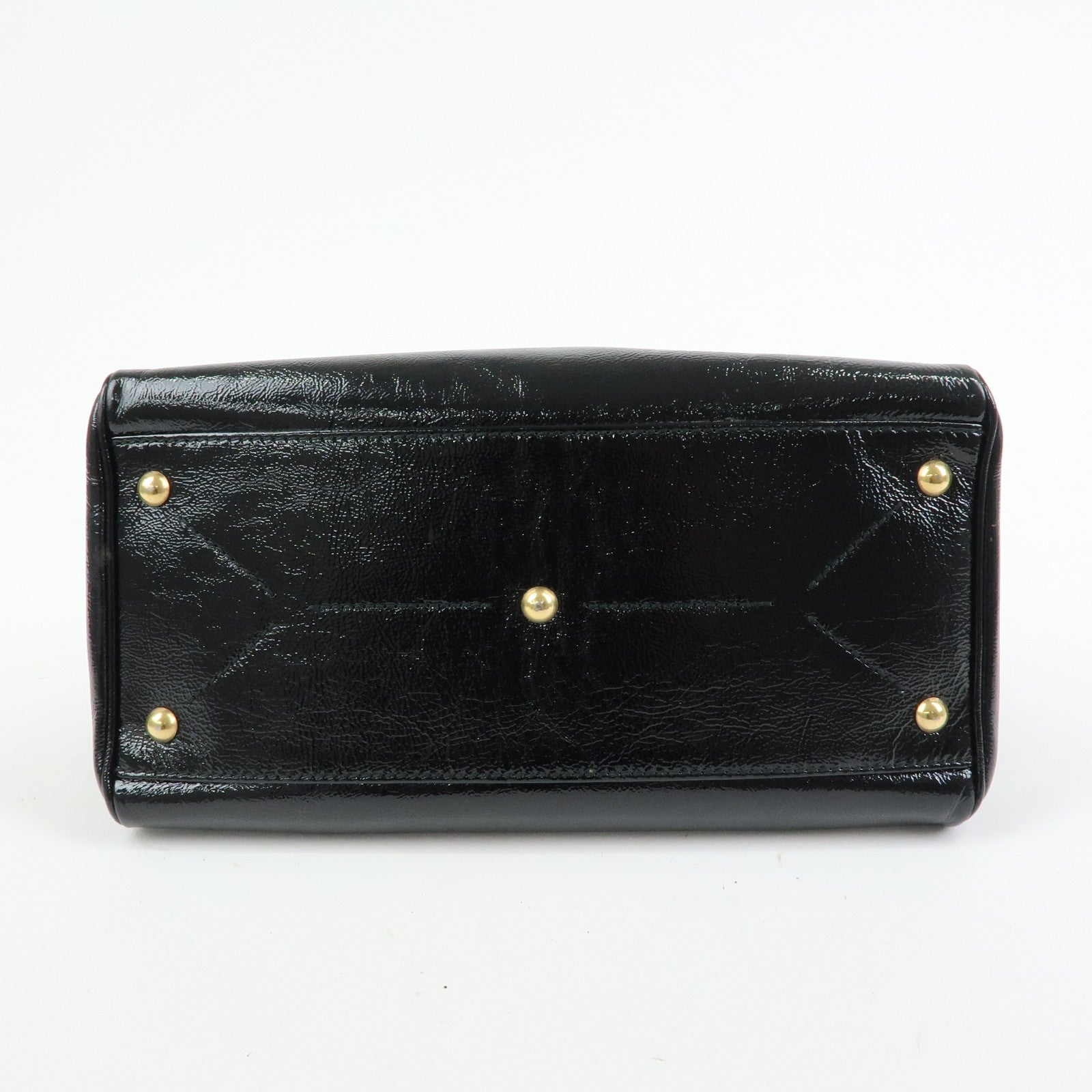 SAINT LAURENT PARIS Y Line Patent Leather 2Way Bag Black 197153