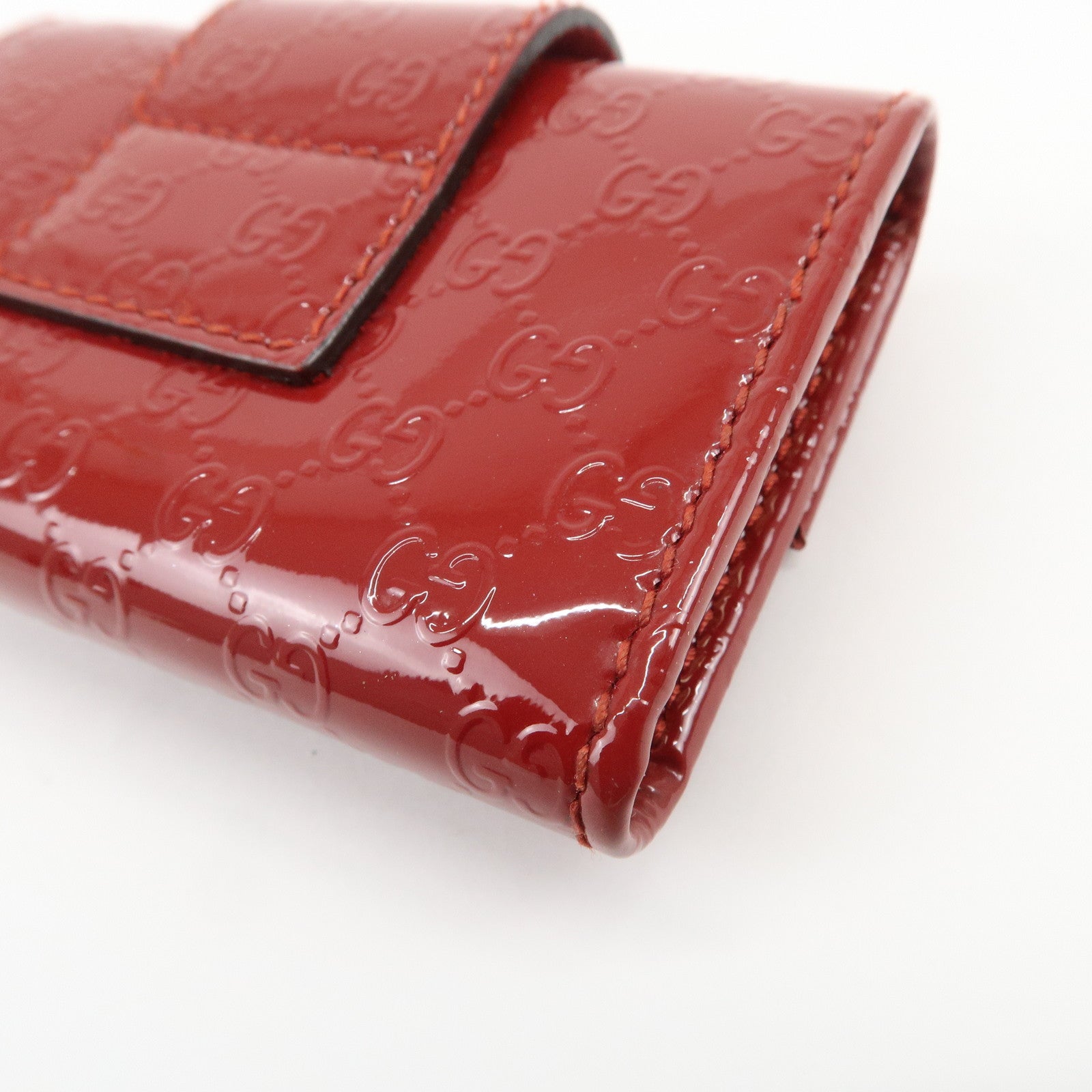 GUCCI Micro Guccissima Patent Leather 6 Ring Key Case Red 203551