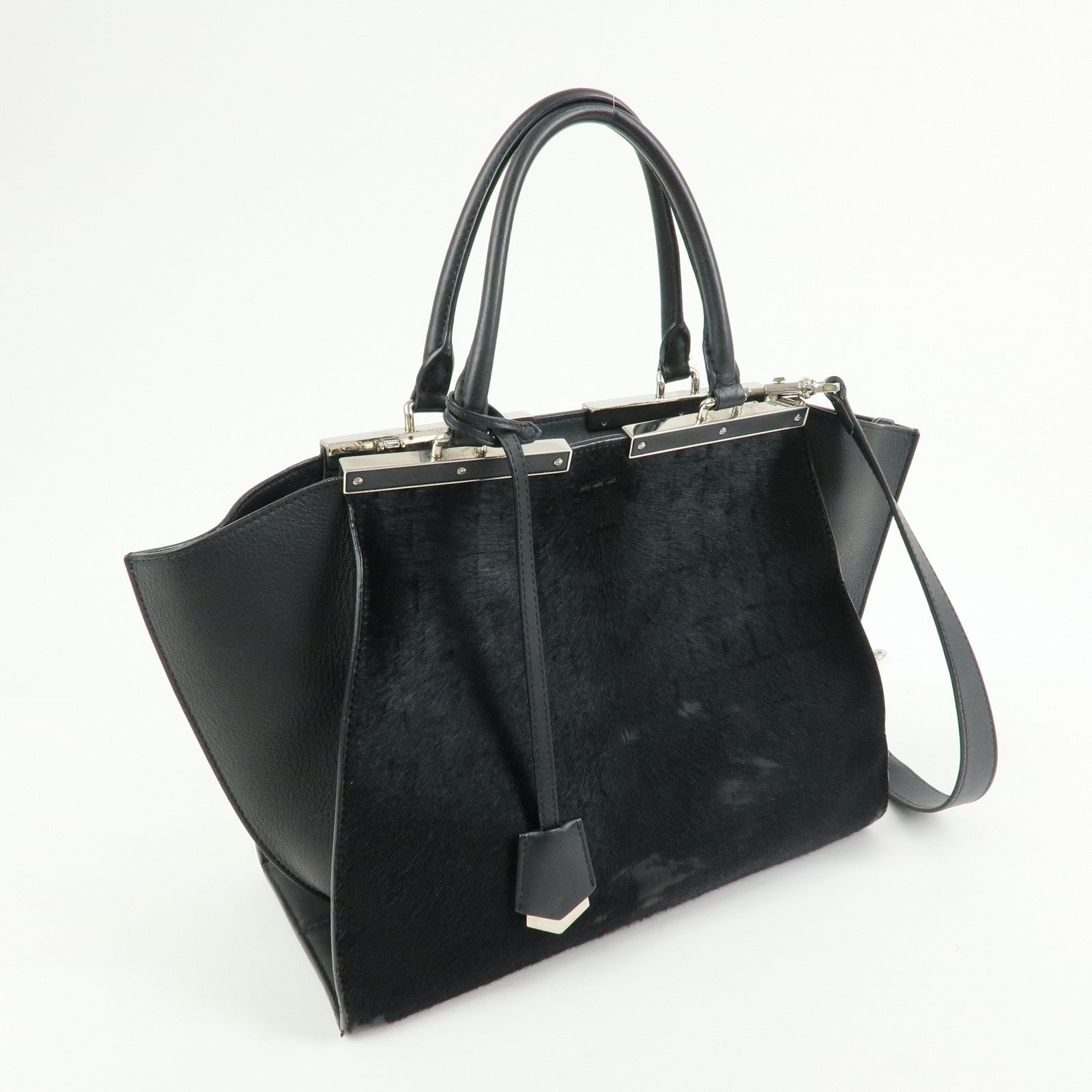 FENDI Trois Jours Leather Pony Hair 2Way Hand Shoulder Bag 8BH279