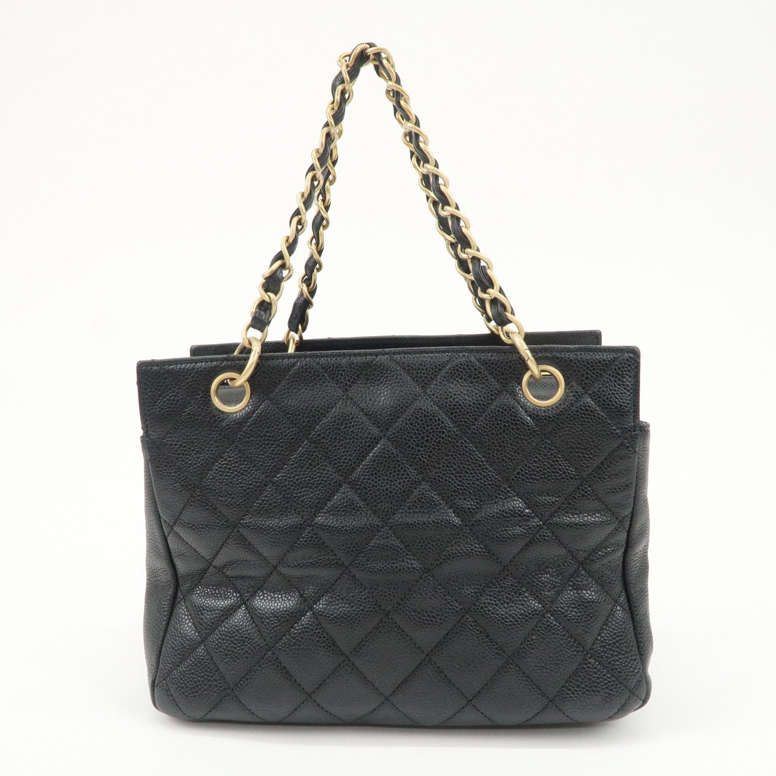 CHANEL COCO Mark Matelasse Caviarskin Chain Tote Bag Black