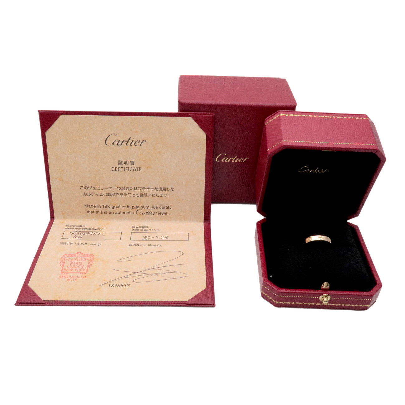 Cartier Mini Love Ring K18 750YG Yellow Gold #52 US6 EU52 HK13