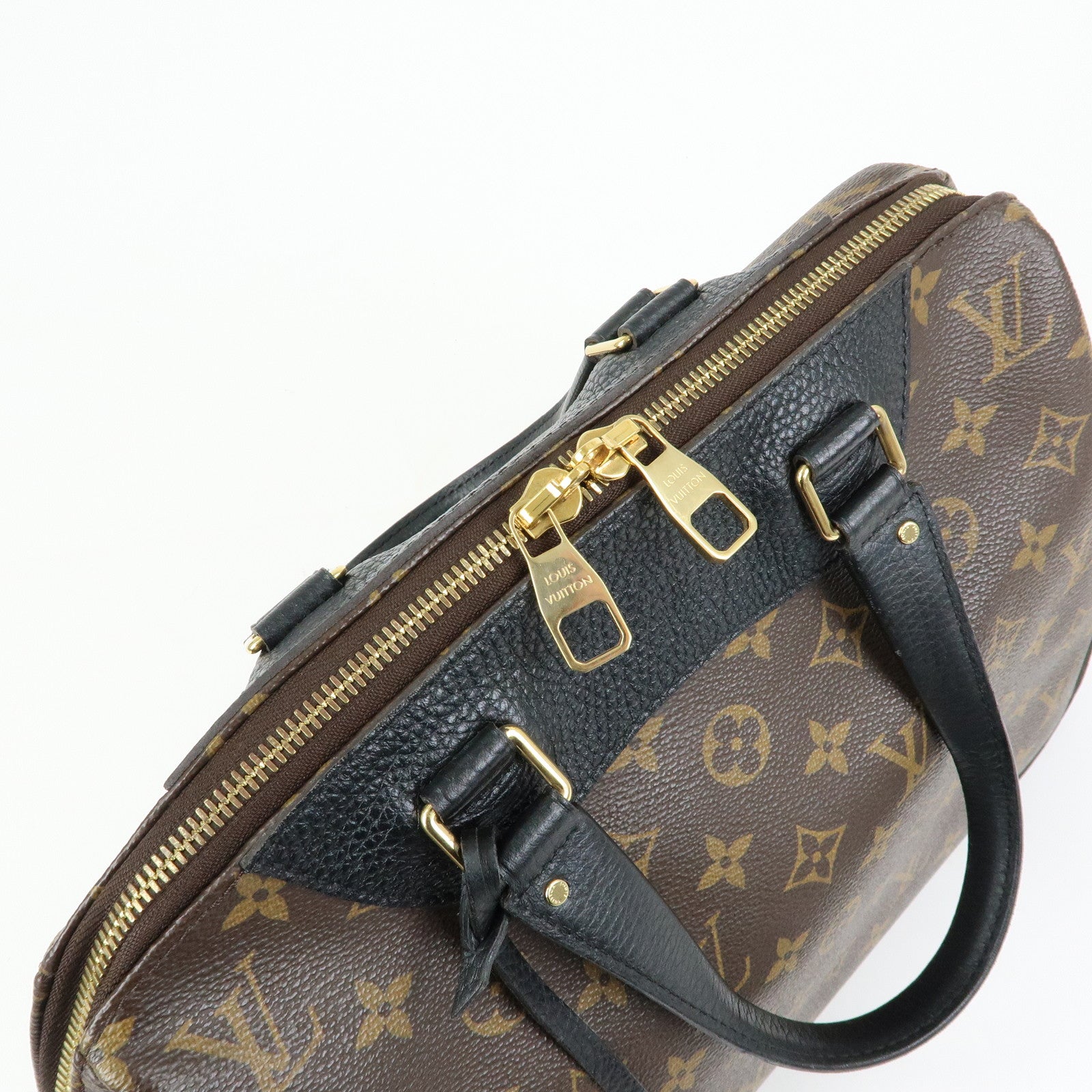 Louis Vuitton Monogram Canvas Leather Retiro Hand Bag Brown M50058