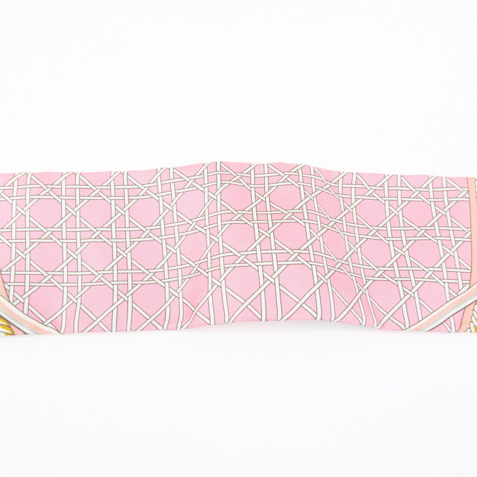 HERMES Silk 100% Twilly Les Voitures a Transformation Yellow Pink