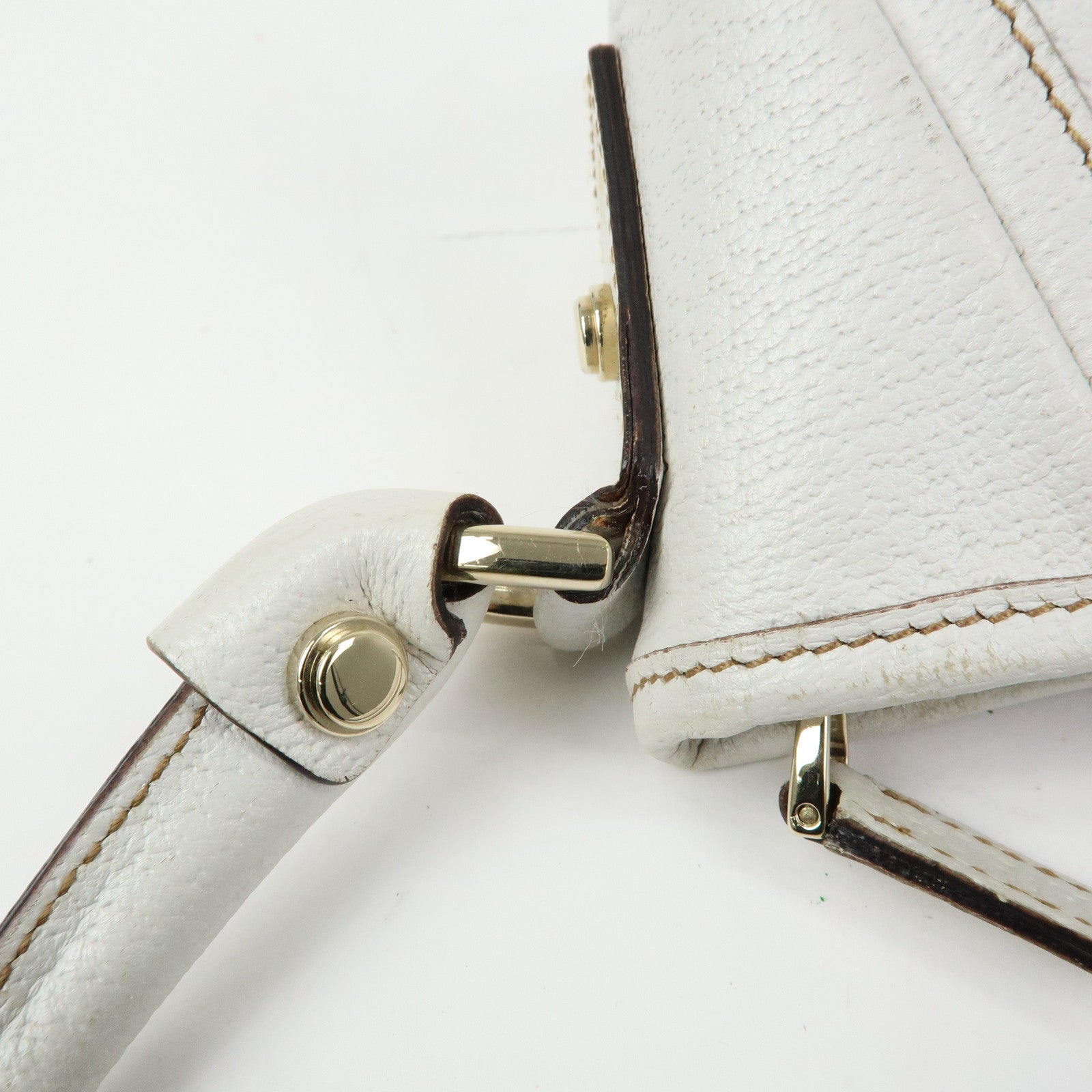 GUCCI Abbey Leather Shoulder Bag Hand Bag White 130939