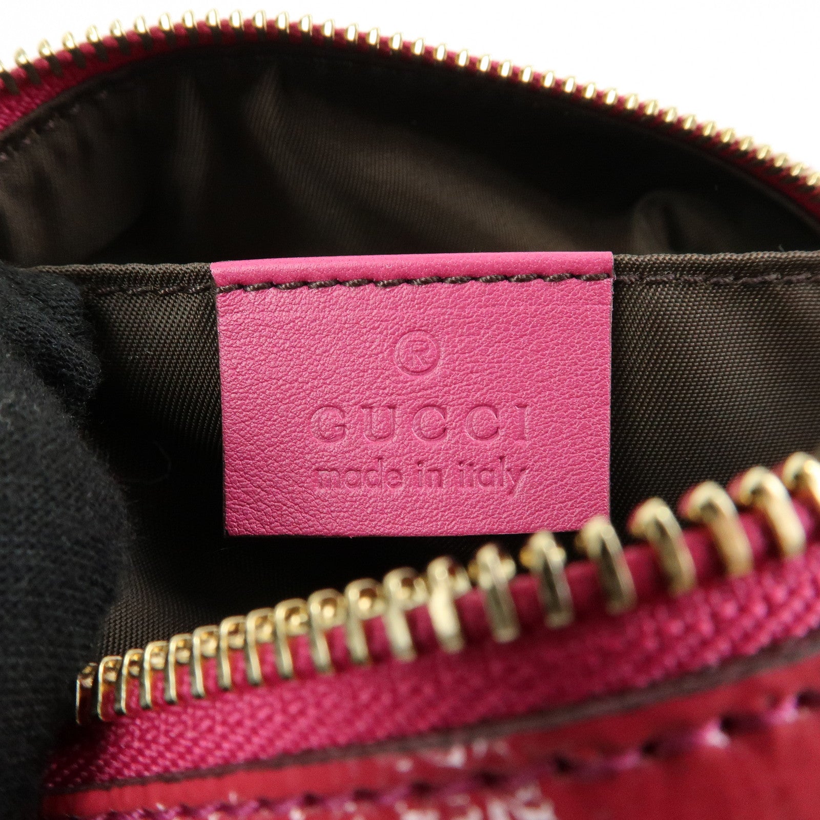 GUCCI Soho Interlocking G Nylon Patent Leather Cosmetic Pouch Pink