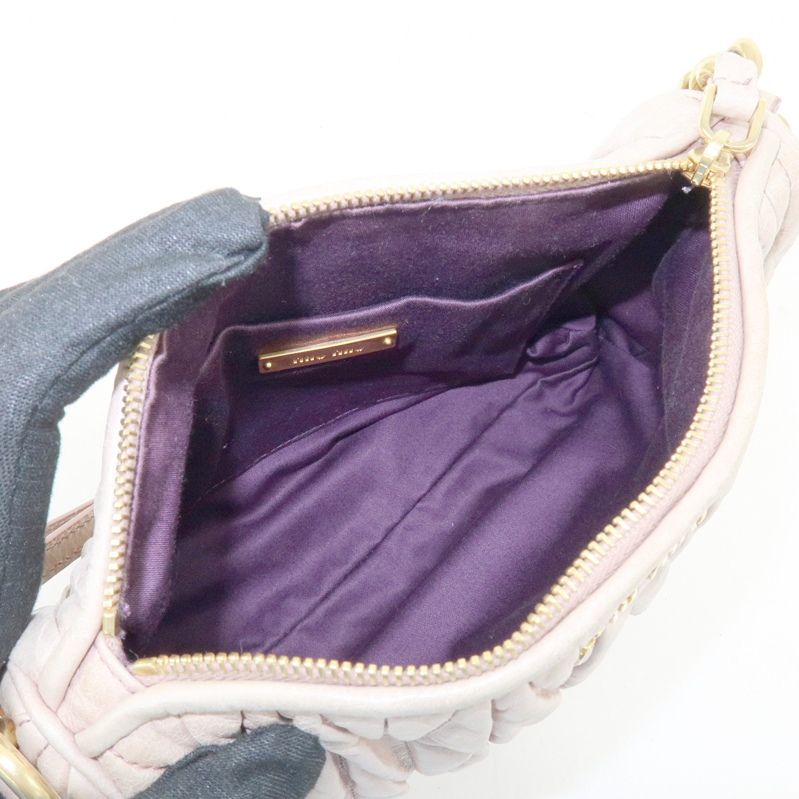 MIU MIU Matelasse Shoulder Bag Hand Bag Pink Beige 5N1521