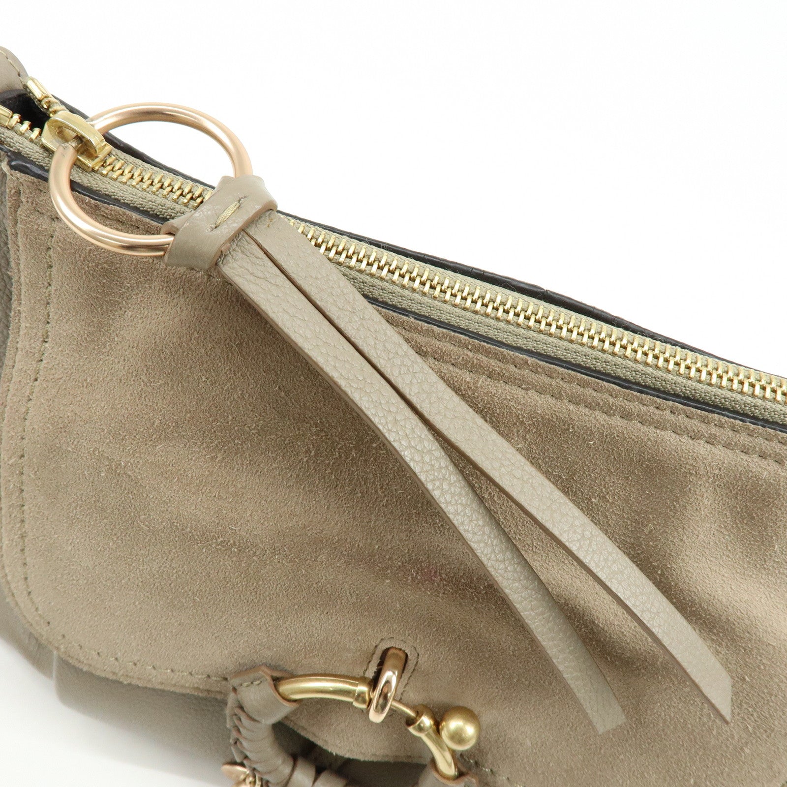 Chloe See By Chloe Leather Suede 2Way Bag Shoulder Bag Beige