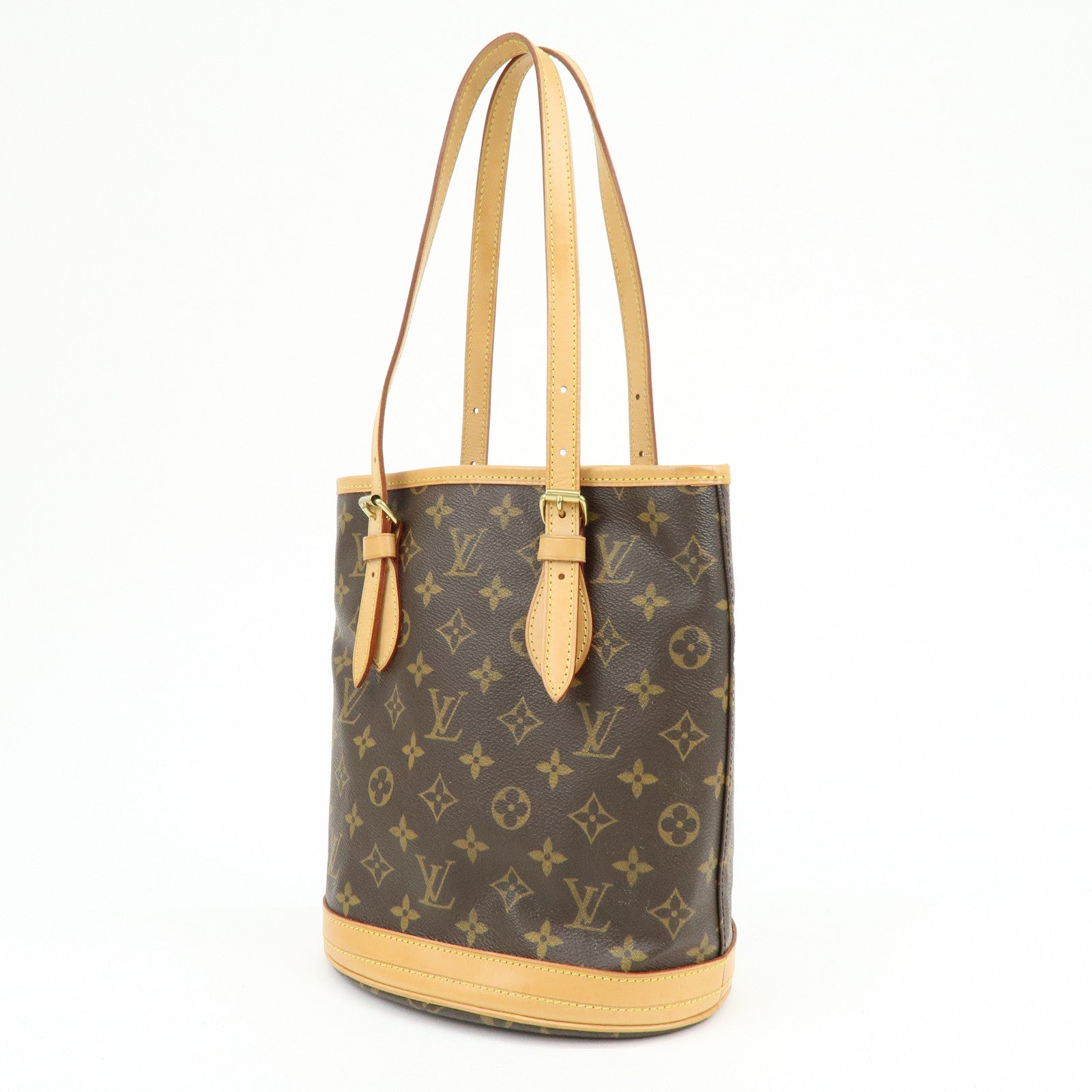 Louis Vuitton Monogram Canvas Bucket PM Hand Bag Brown M42238