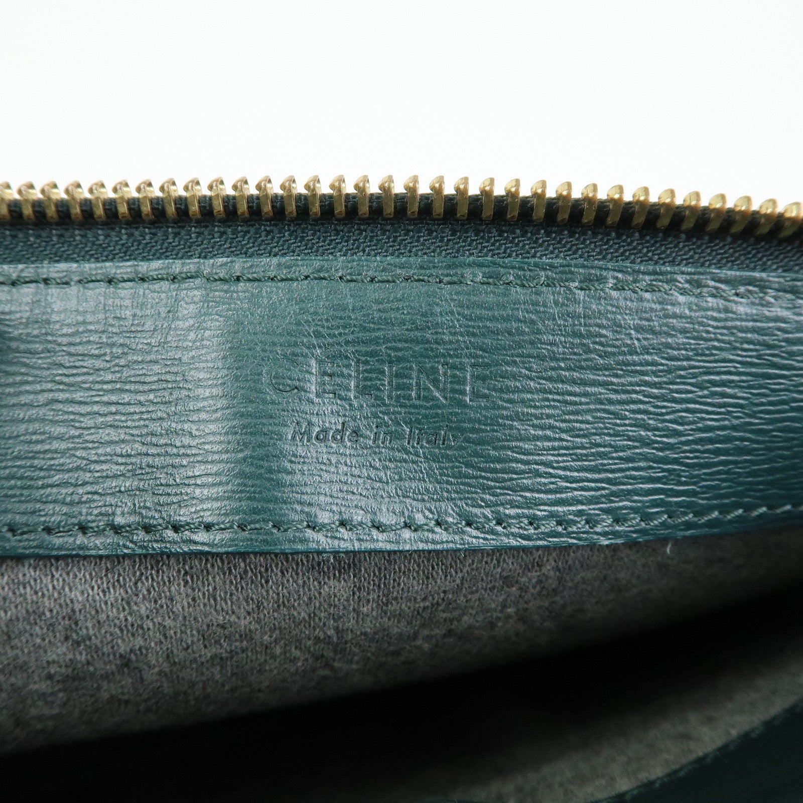 CELINE Trio Leather Shoulder Bag Three Detachable Pouch Dark Green