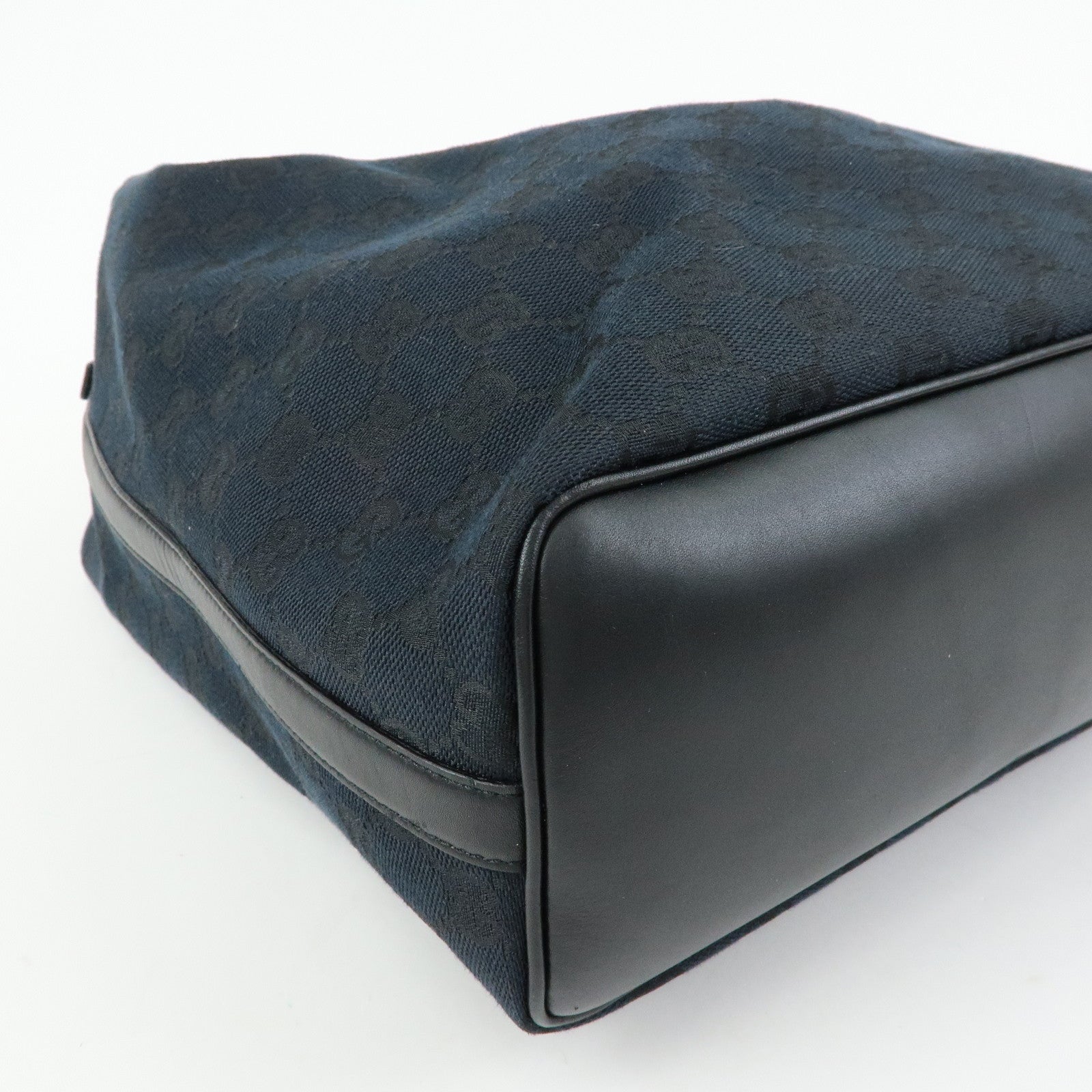 GUCCI GG Canvas Leather Shoulder Bag Hand Bag Black 001.4287