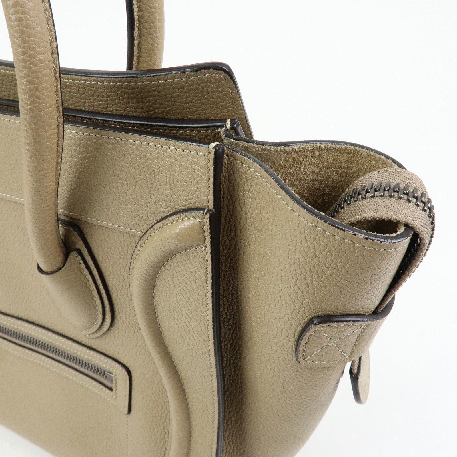 CELINE Luggage Calf Leather Tote Bag Hand Bag Beige