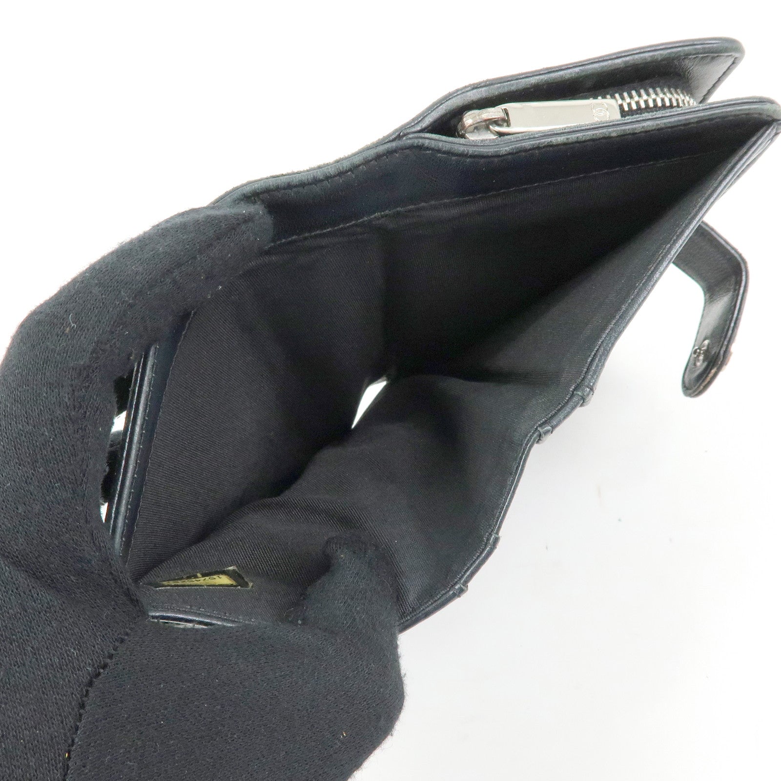 CHANEL COCO Mark Caviarskin Bi-fold Compact Wallet Black