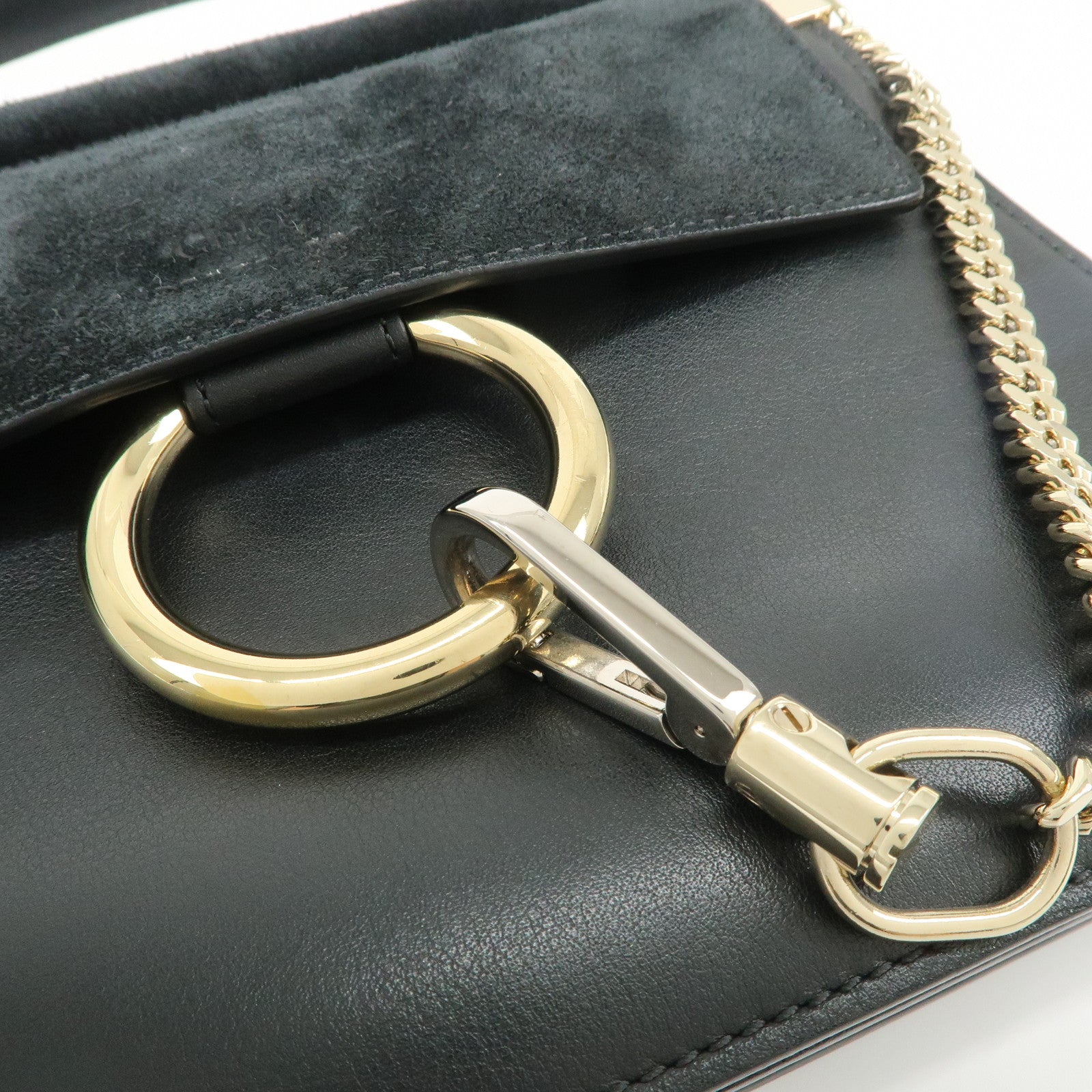 Chloe Faye Suede Leather 2Way Bag Hand Bag Shoulder Bag Black