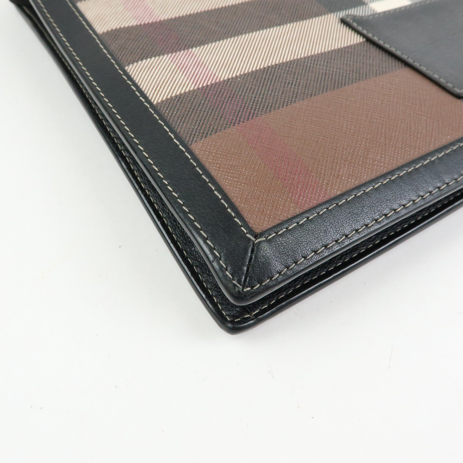 BURBERRY PVC Clutch Bag Flat Pouch Hand Bag Brown Black Ivory