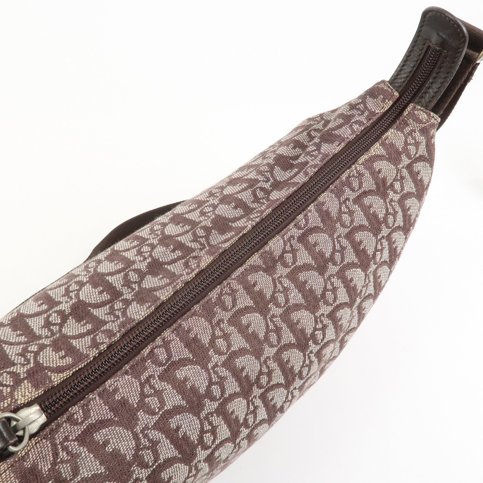 Christian Dior Trotter Jacguard Canvas Shoulder Crossbody Bag Brown
