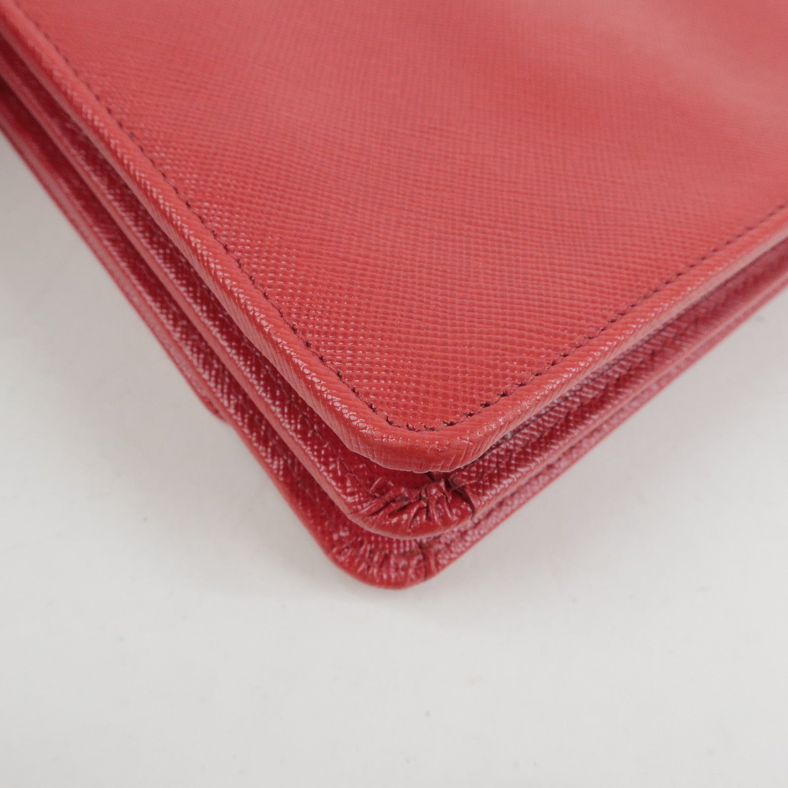 PRADA Saffiano Leather Shoulder Bag Crossbody Bag Red 1M1361