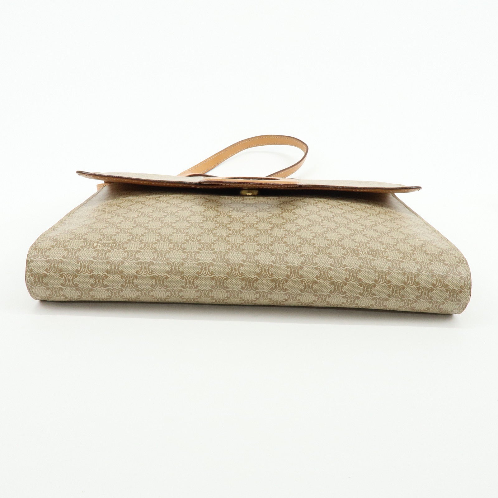 CELINE Macadam PVC Leather Shoulder Bag Clutch Bag Beige