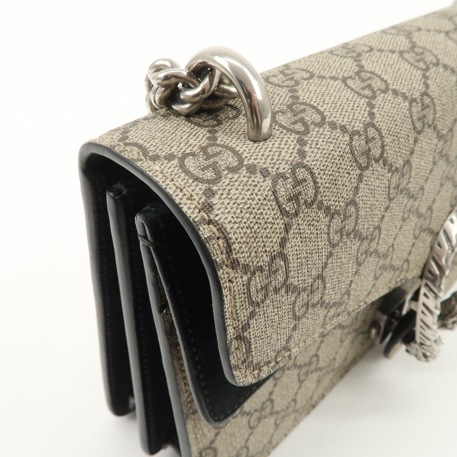 GUCCI Dionysus GG Supreme Suede Chain Shoulder Bag Beige 400249