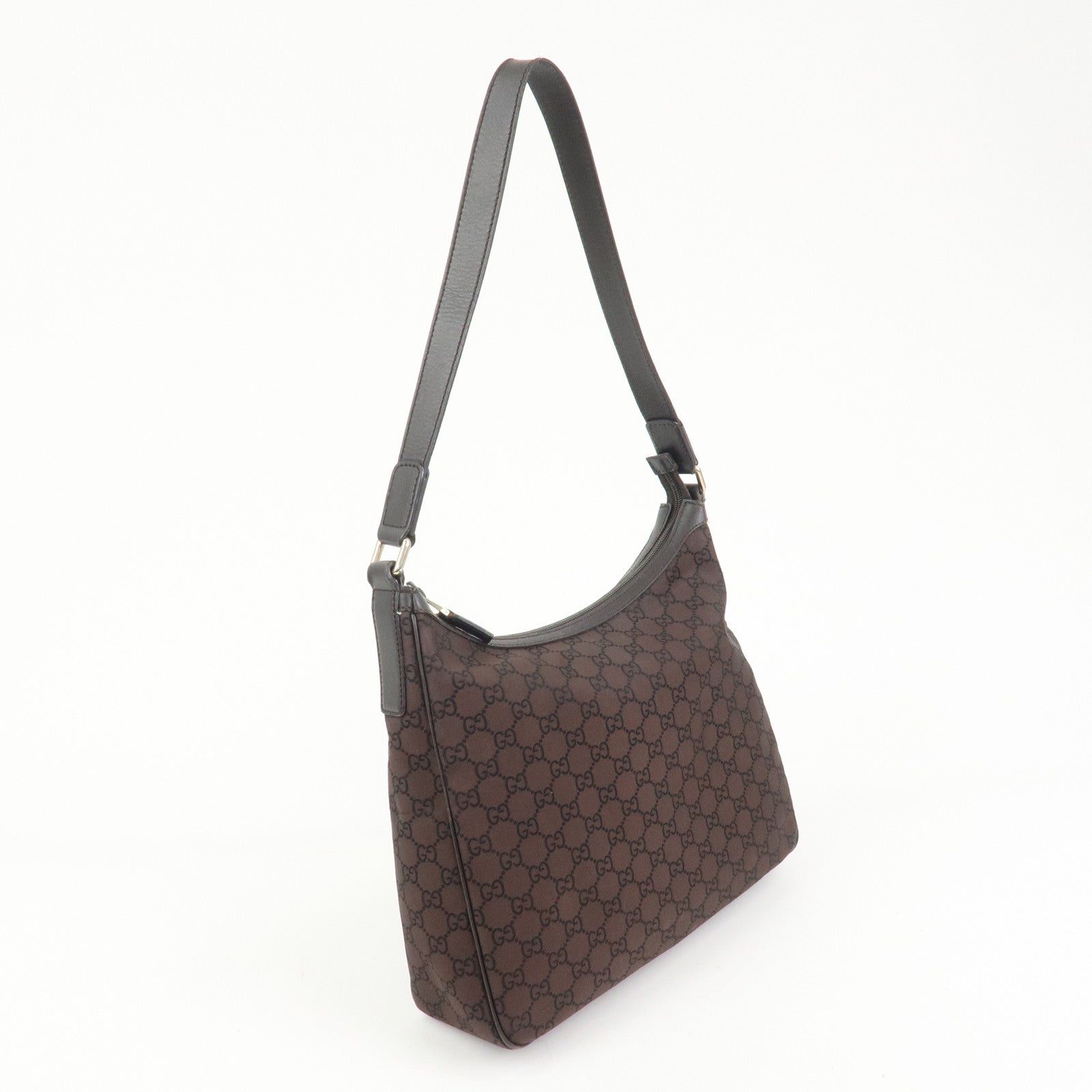 GUCCI GG Monogram Nylon Shoulder Bag Hand Bag Brown 264219