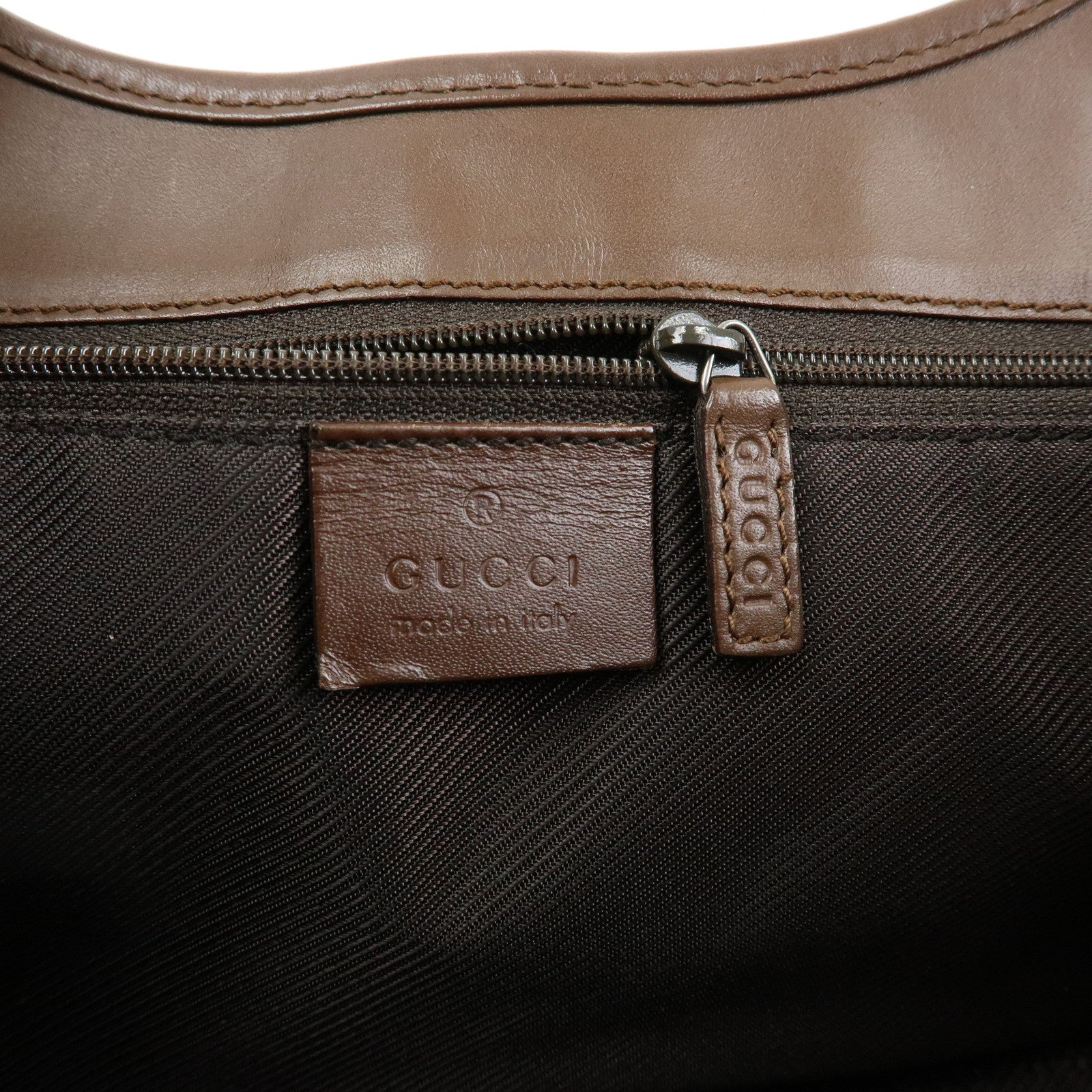 GUCCI Jackie GG Canvas Leather Hand Bag Brown 002.1068