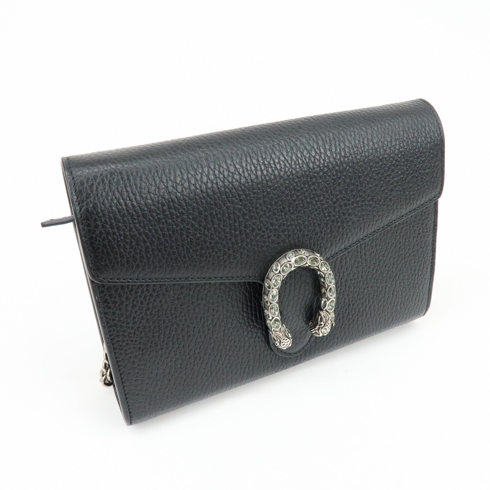 GUCCI Dionysus Leather Chain Wallet Shoulder Bag Black 401231