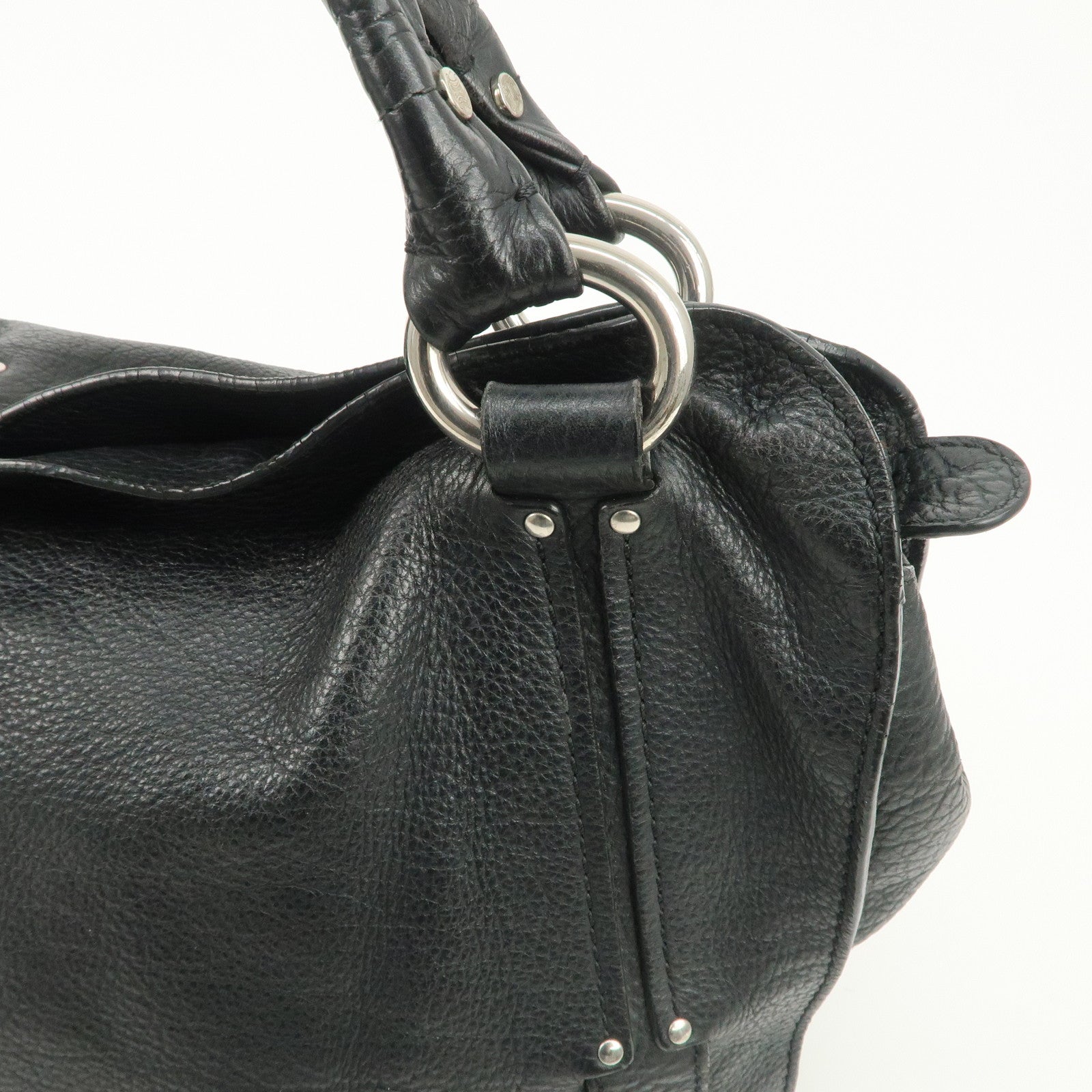 CELINE Bittersweet Leather Shoulder Bag Hand Bag Black