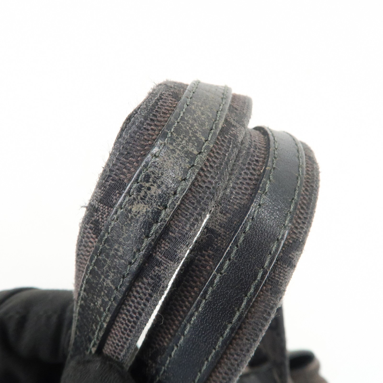 GUCCI GG Canvas Leather Hand Bag Shoulder Bag Dark Brown 002・1075