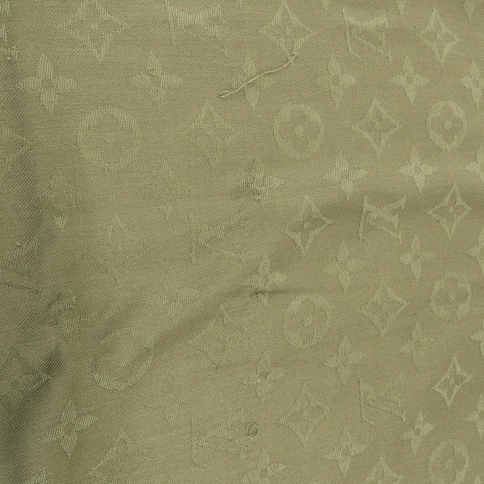 Louis Vuitton Monogram Silk Wool Scarf Shawl Khaki M72238