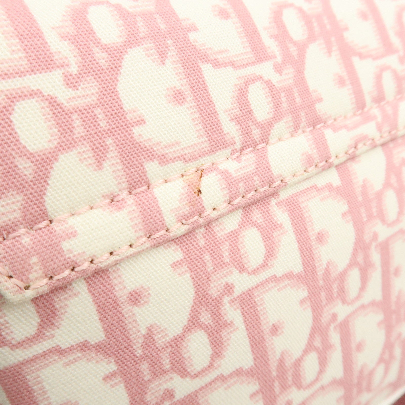Christian Dior Trotter Canvas Rhinestone Leather Shoulder Bag Pink